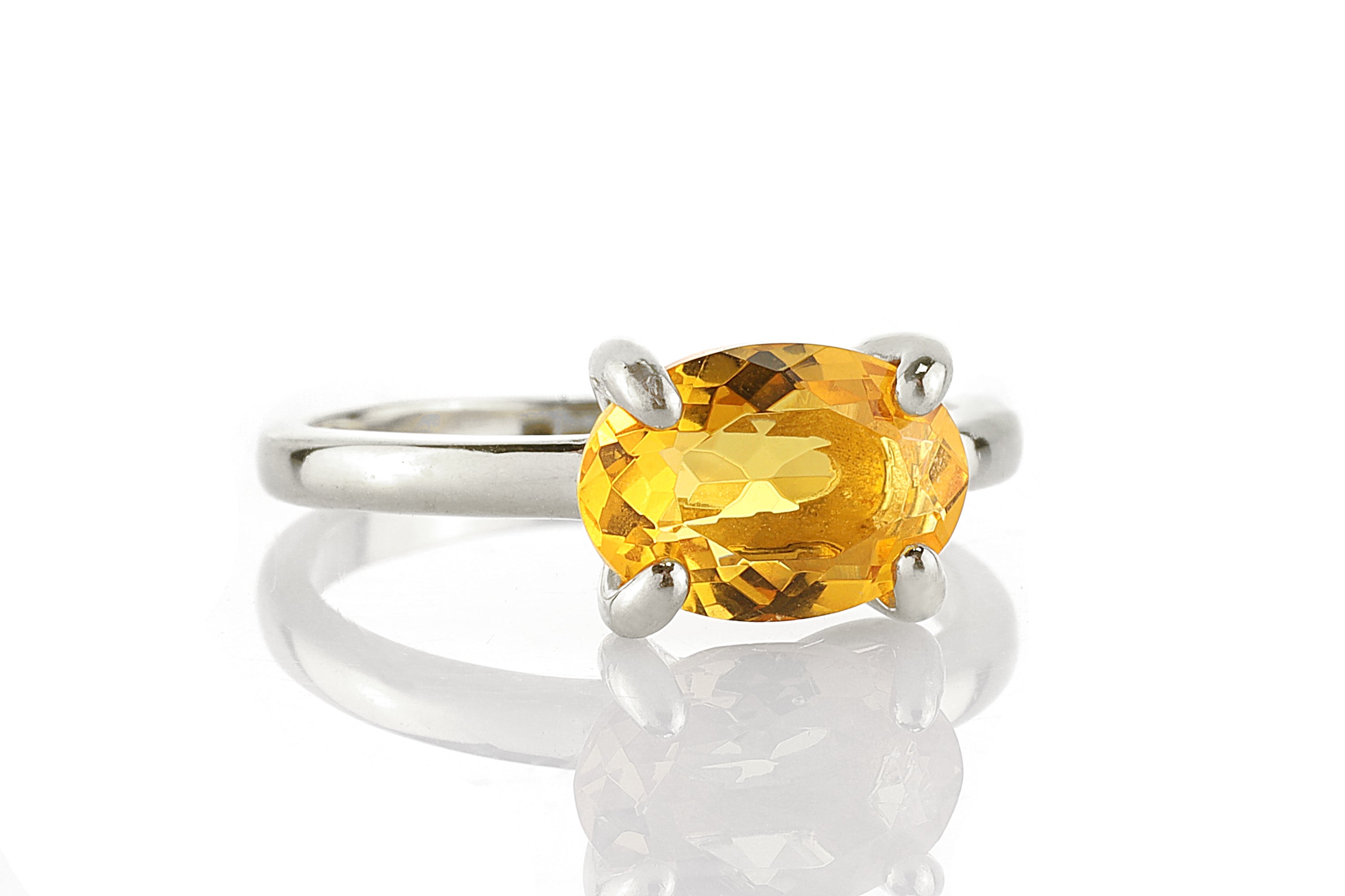 Exquisite 925 Sterling Silver Citrine Ring Rings Anemone Unique
