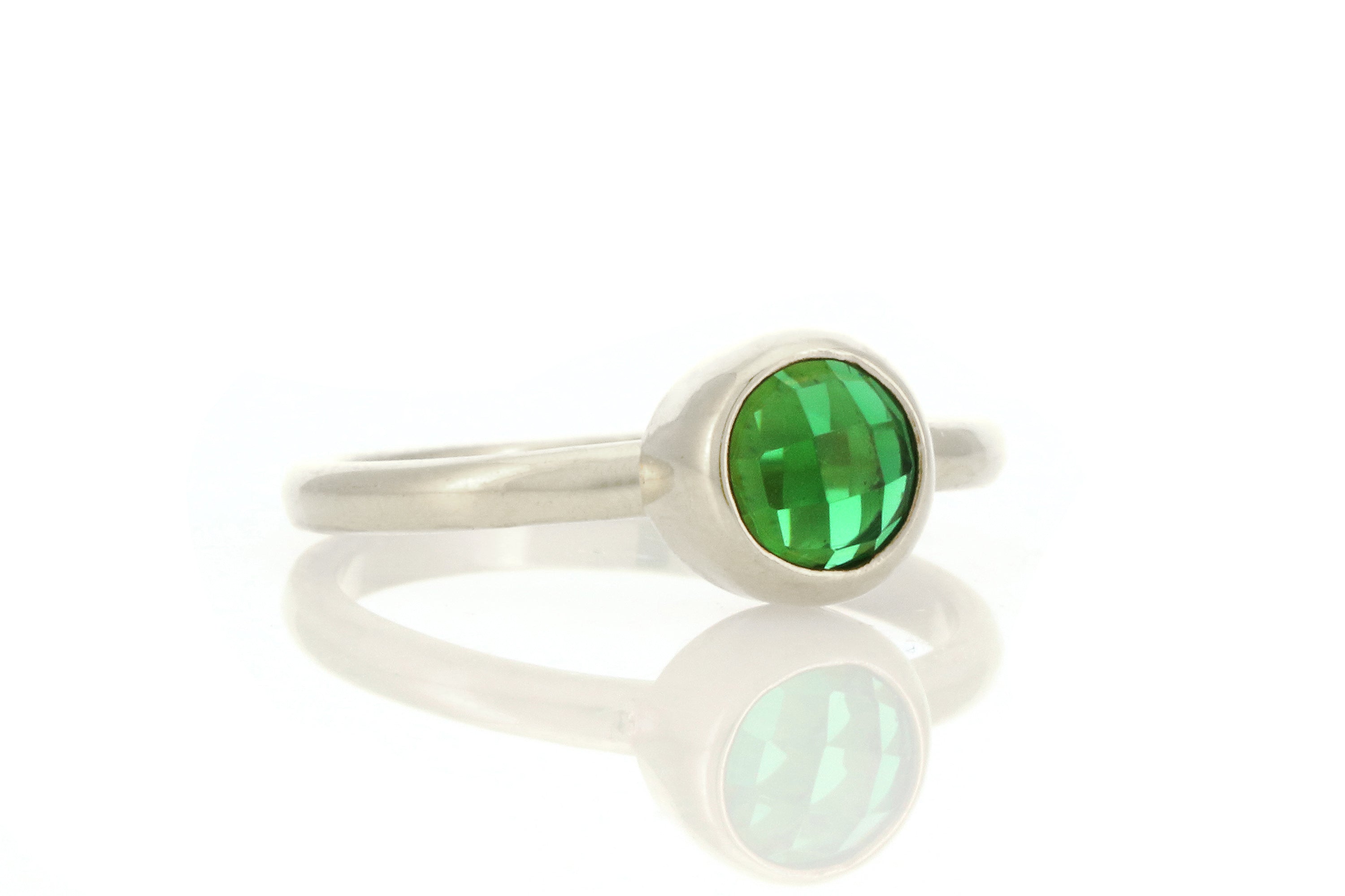 925 Sterling Silver Emerald Bezel Set Ring Rings Anemone Limited