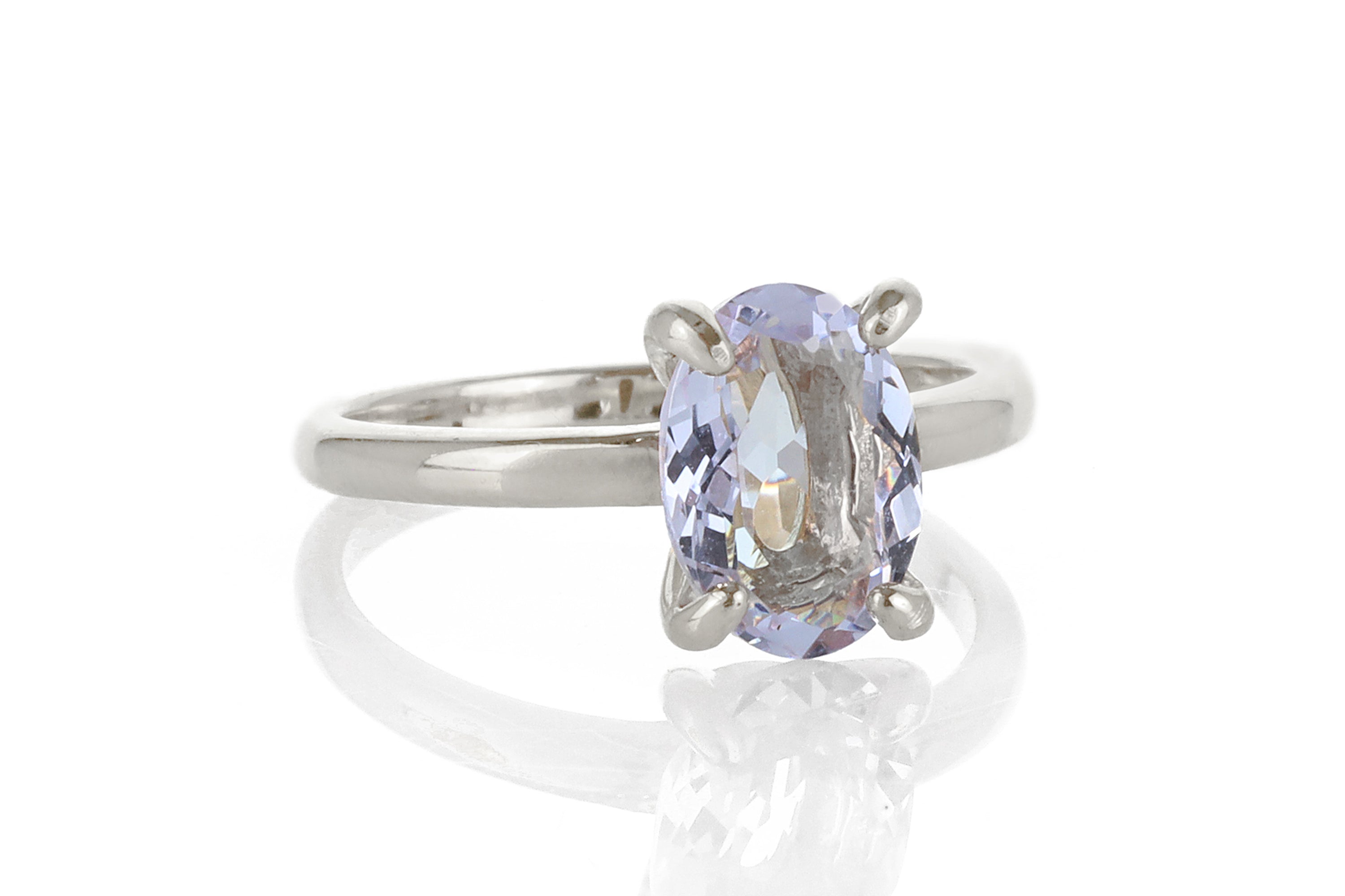 Tanzanite Sterling Silver Oval Solitaire Ring Rings Anemone Unique