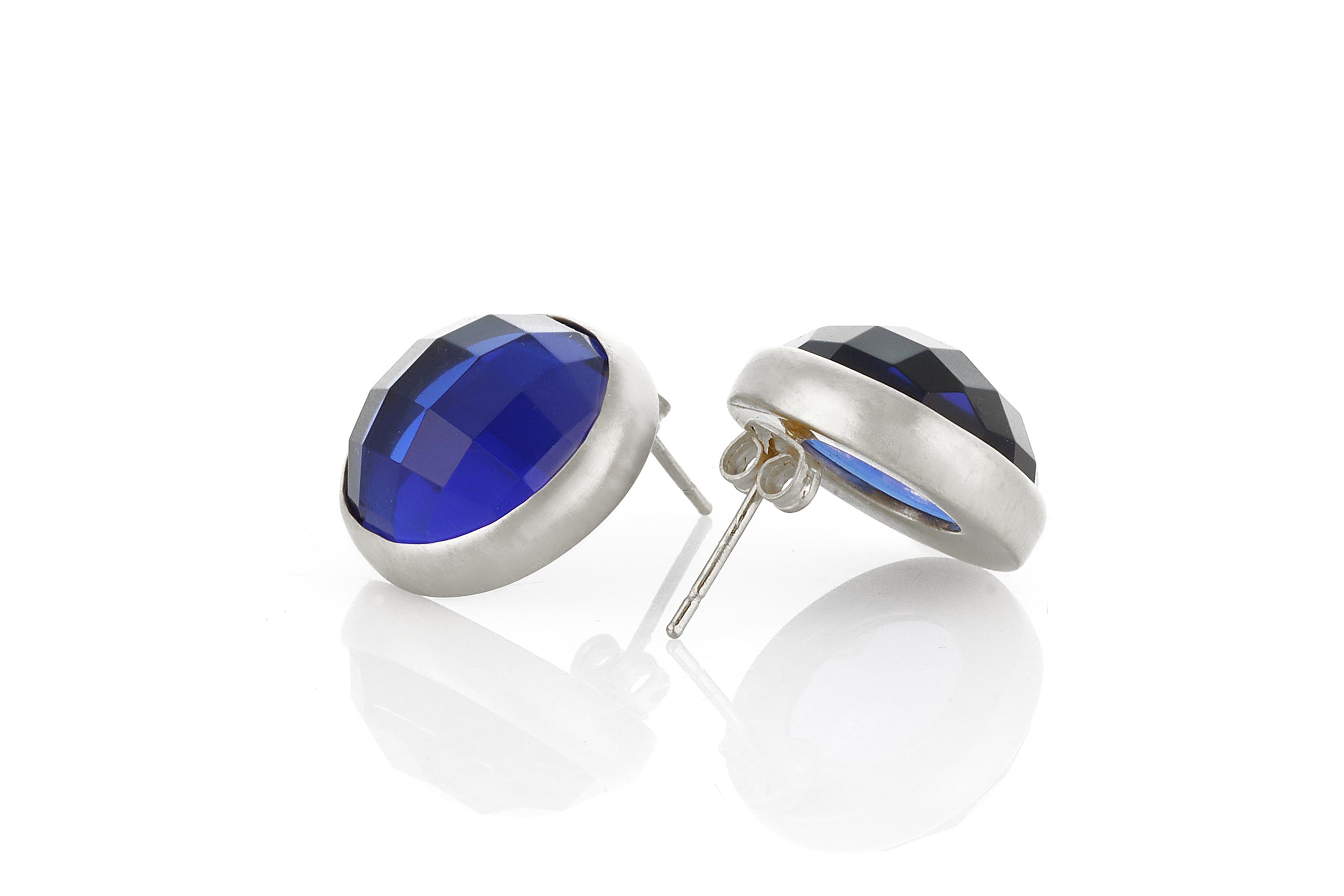 Gold Bezel Set Sapphire Stud Earrings Earrings Anemone Limited