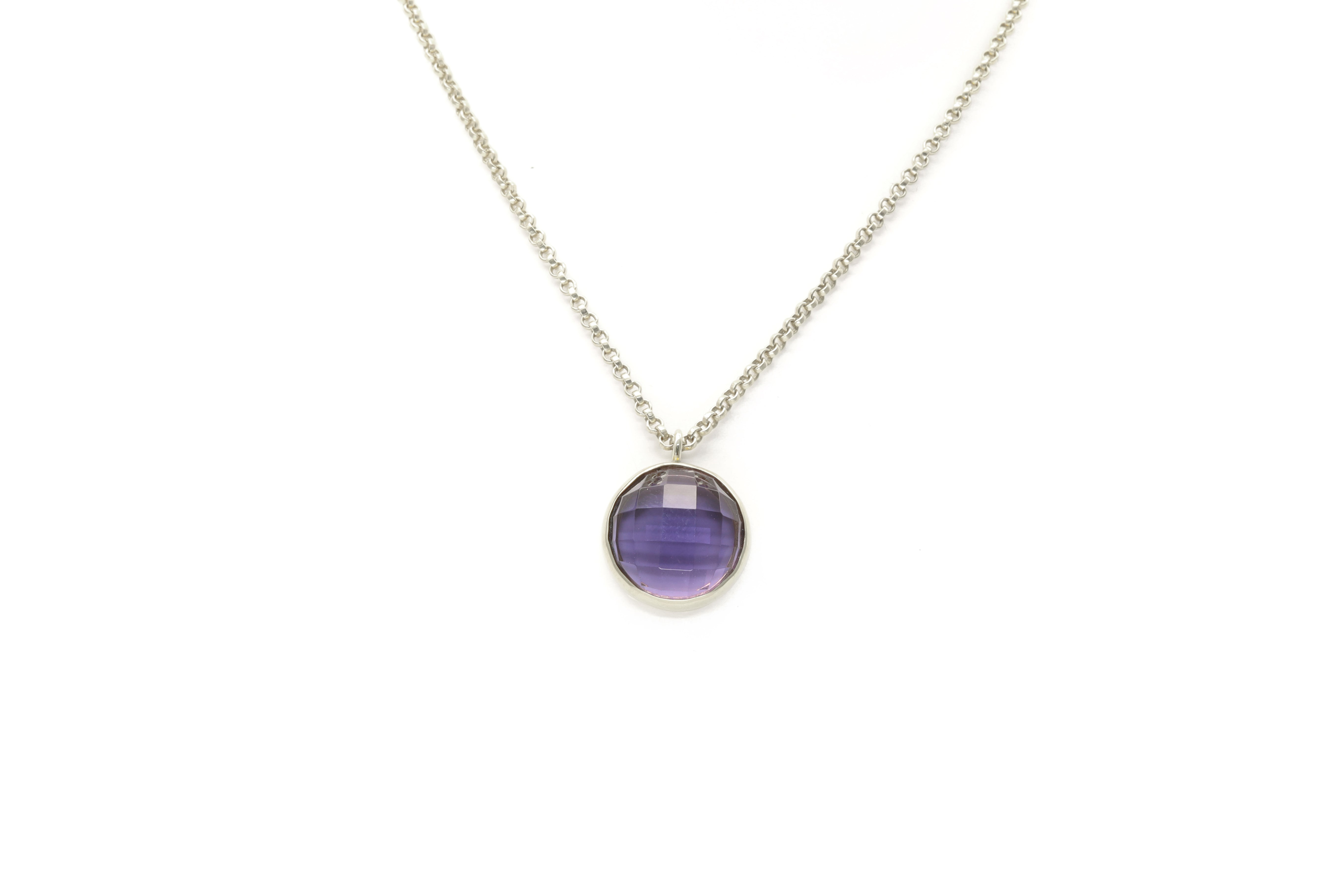 925 Sterling Silver Amethyst Bezel Set Pendant necklaces Anemone Limited