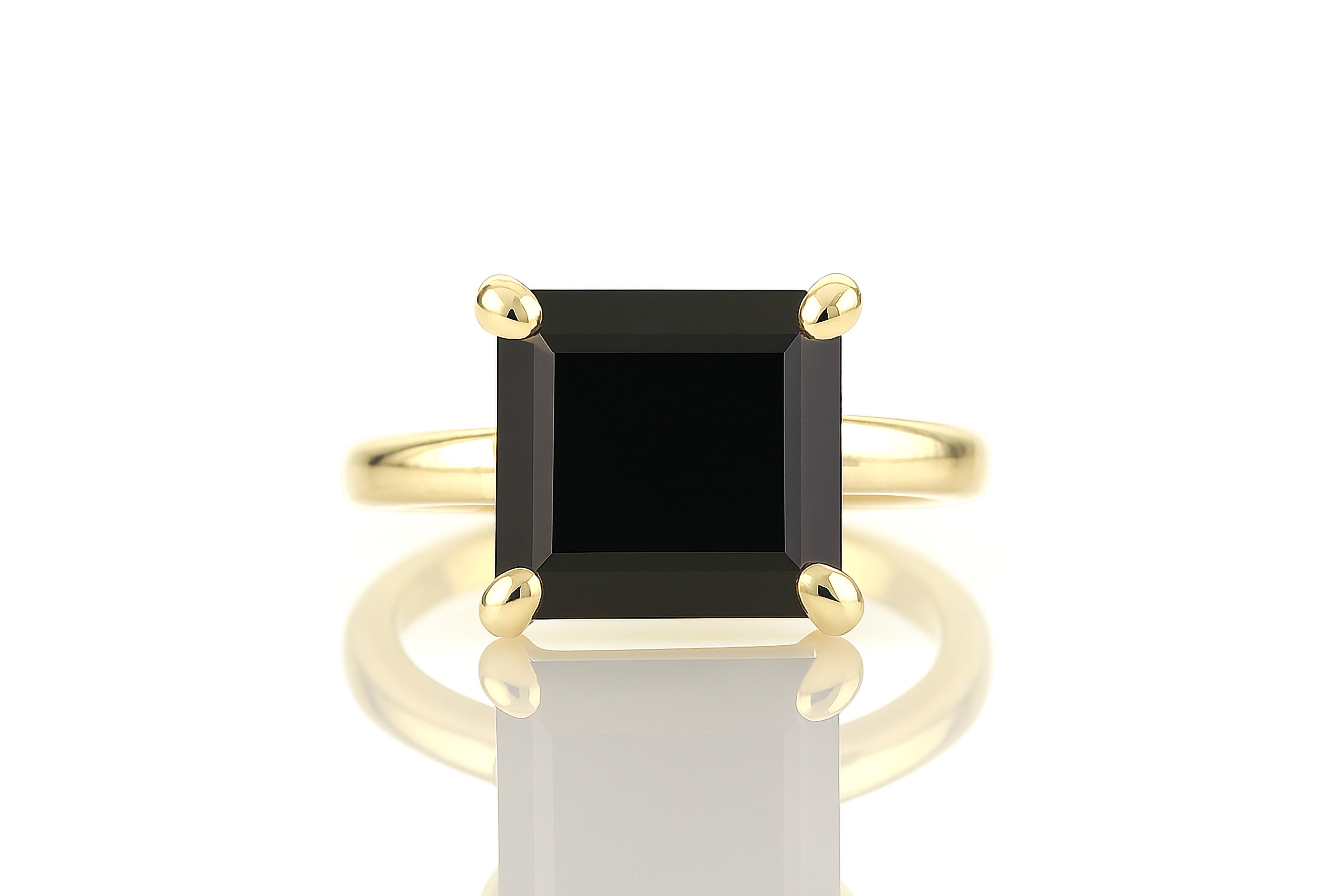 Black Onyx Ring in 14K Gold Rings Anemone Unique
