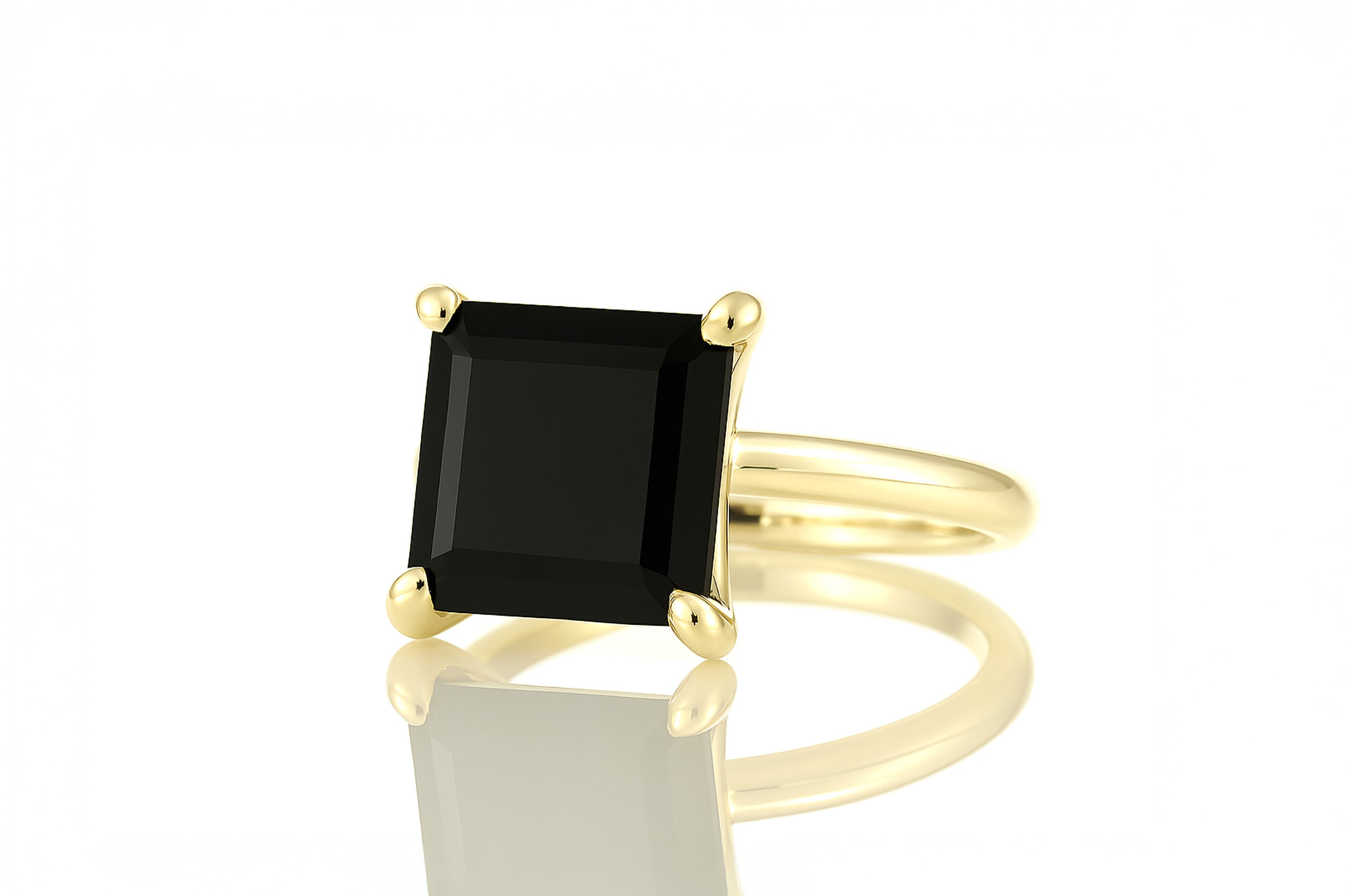 Black Onyx Ring in 14K Gold Rings Anemone Unique