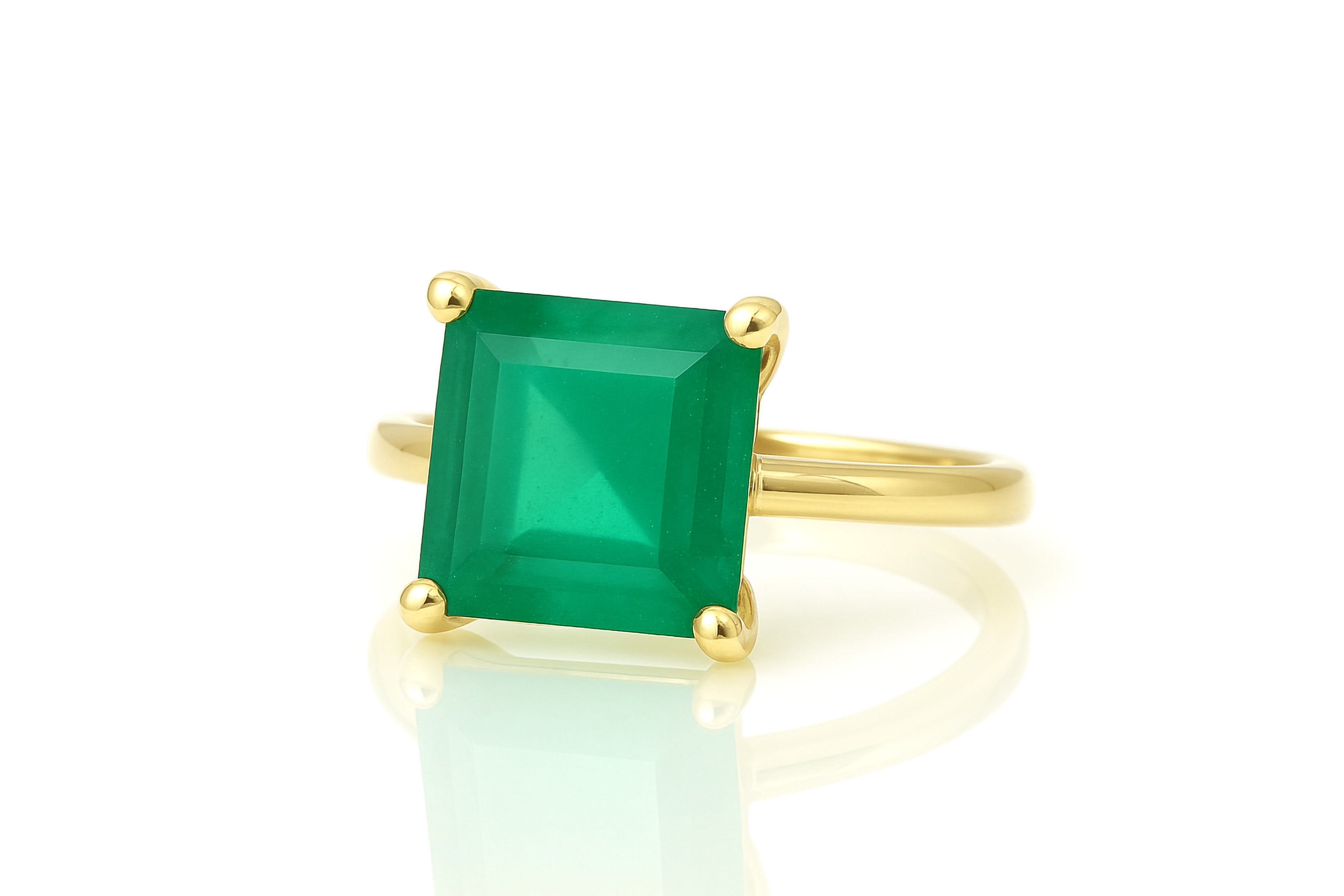 Green Onyx Ring in 14K Gold Rings Anemone Unique