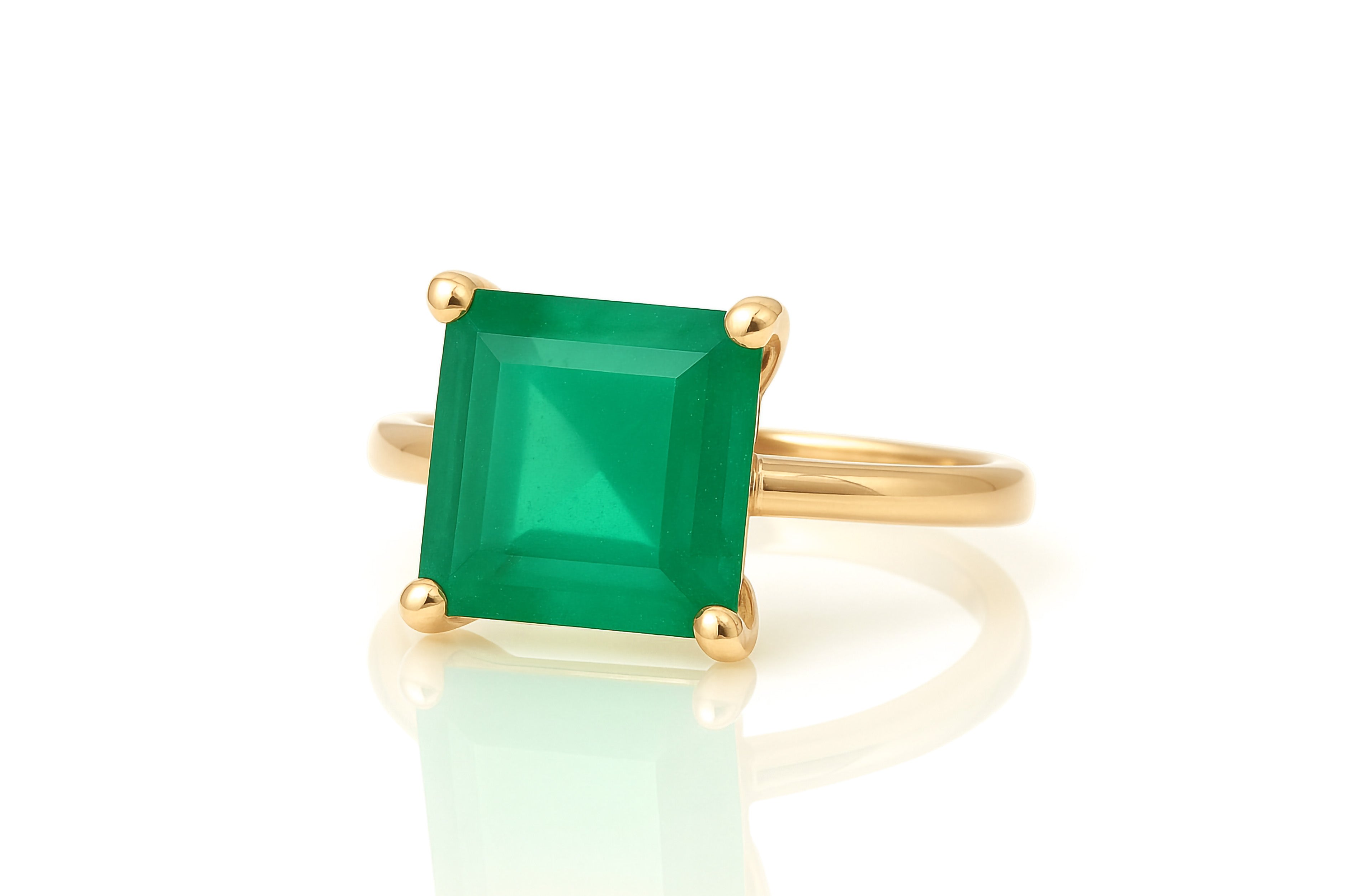 Green Onyx Ring in 14K Gold Rings Anemone Unique