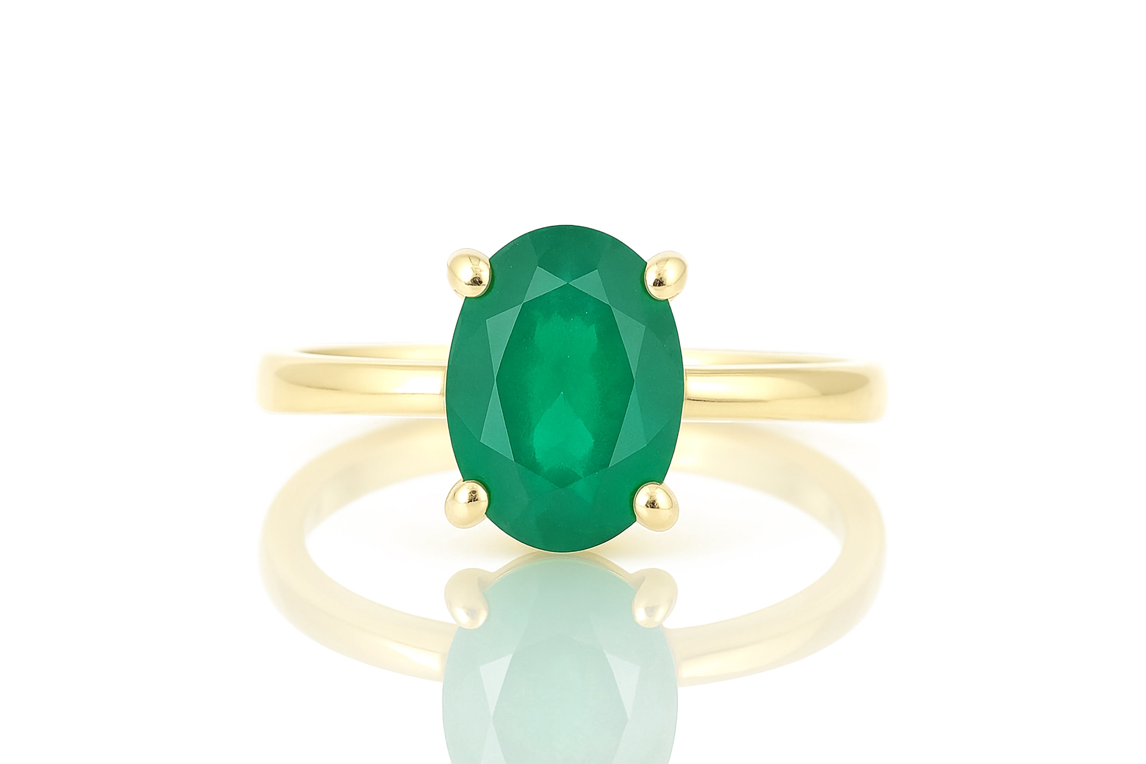 Oval Green Onyx Gold Filled Ring Rings Anemone Unique