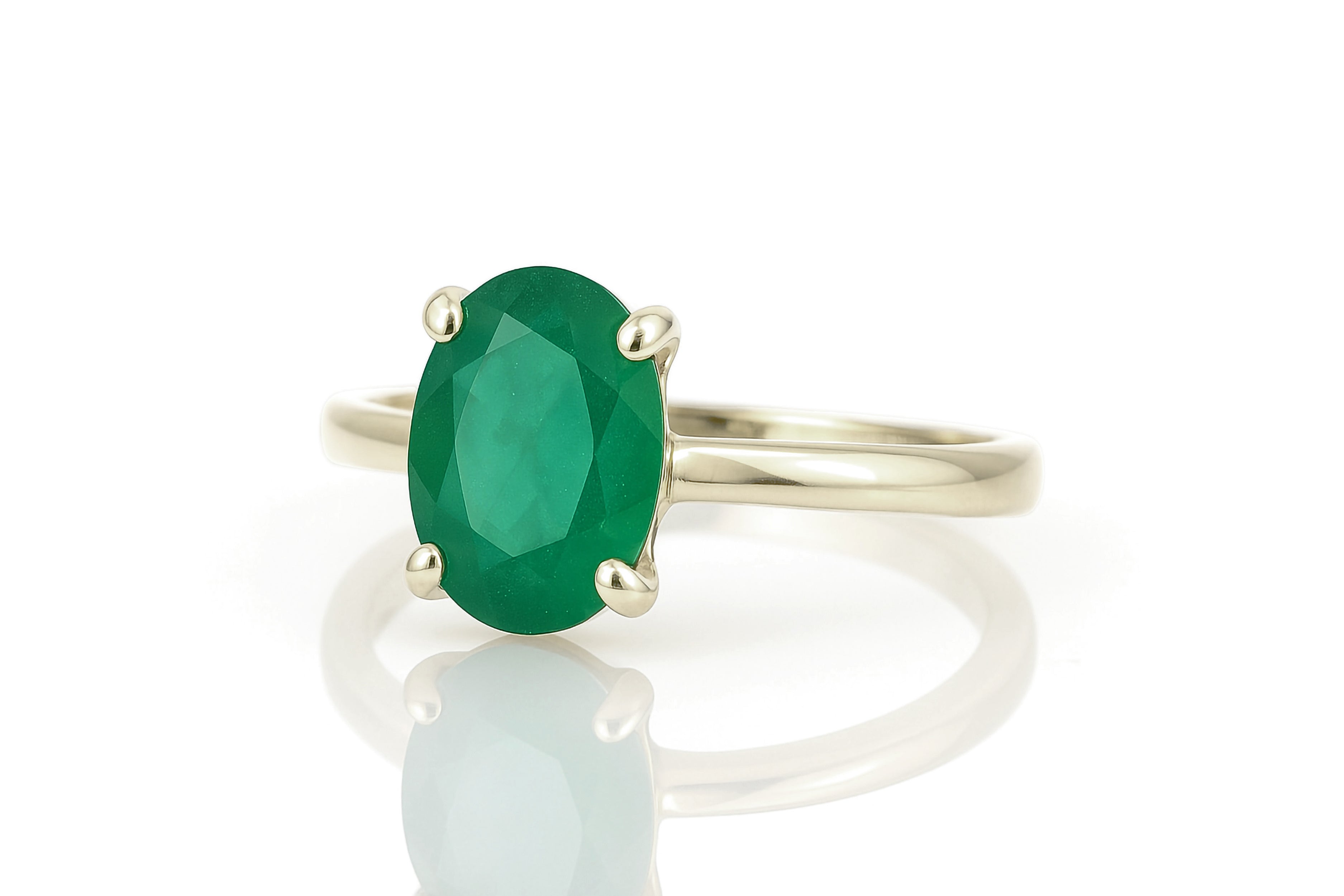 Oval Green Onyx Gold Filled Ring Rings Anemone Unique