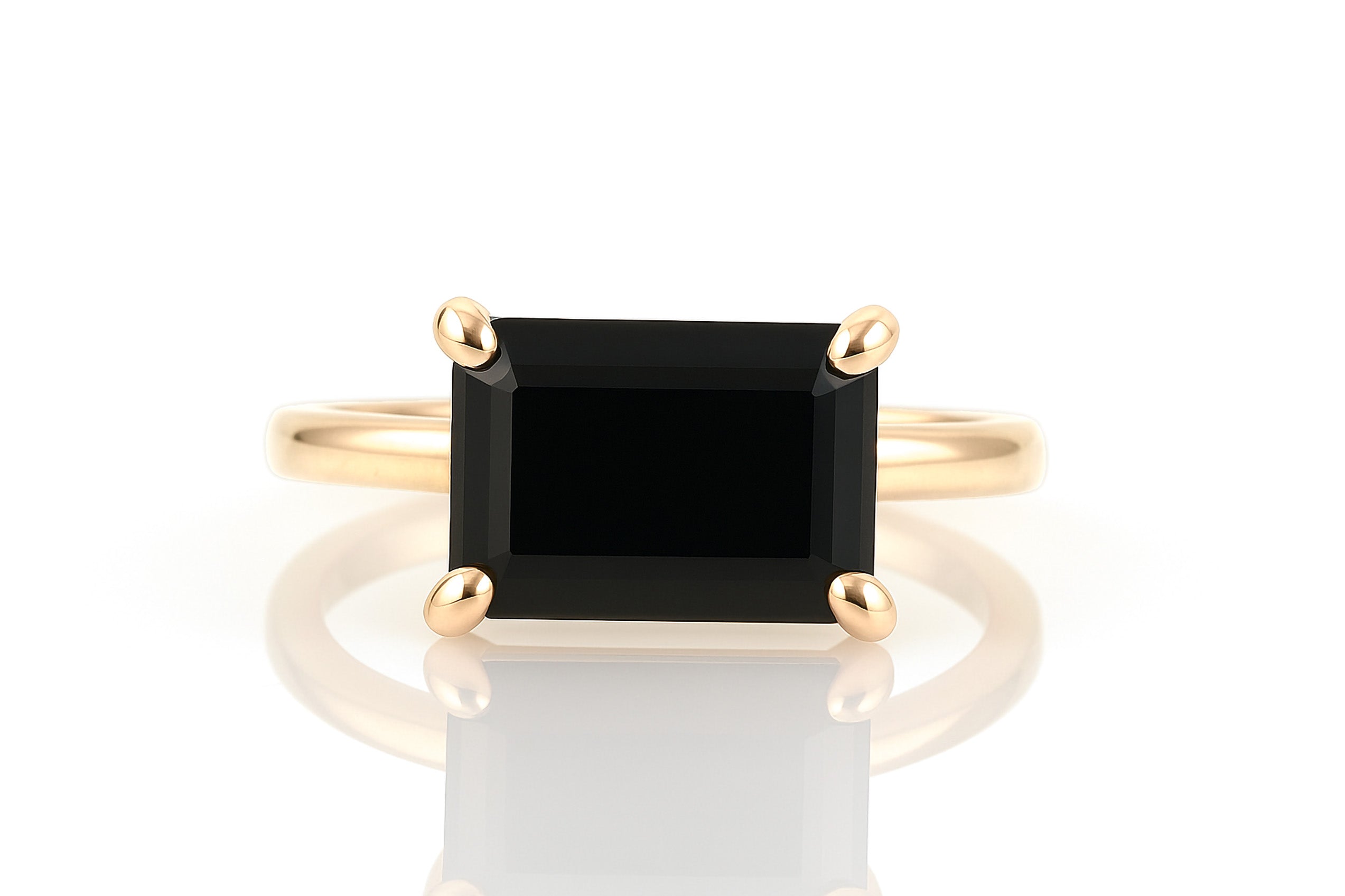 Rectangle Black Onyx Ring in Gold Rings Anemone Unique