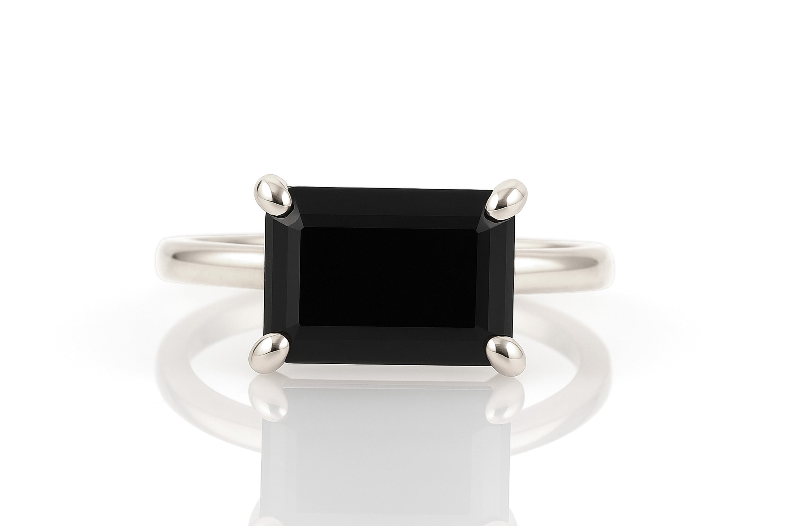 Sterling Silver Black Onyx Ring Rings Anemone Unique
