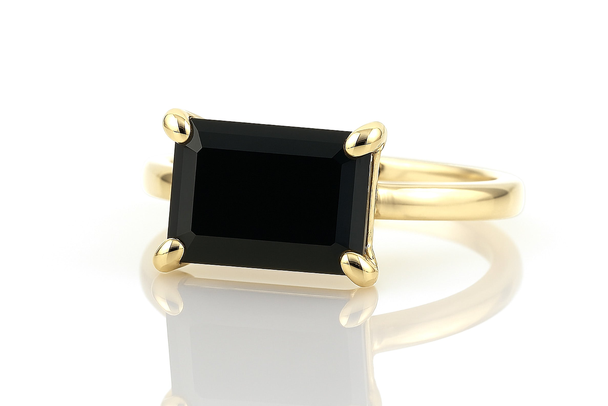 Rectangle Black Onyx Ring in Gold Rings Anemone Unique