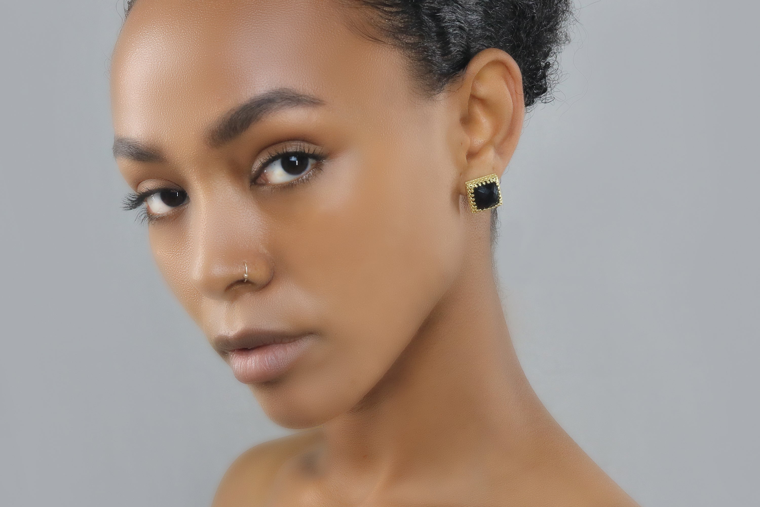 Square Black Onyx Gold Filled Earrings Earrings Anemone Jewelry