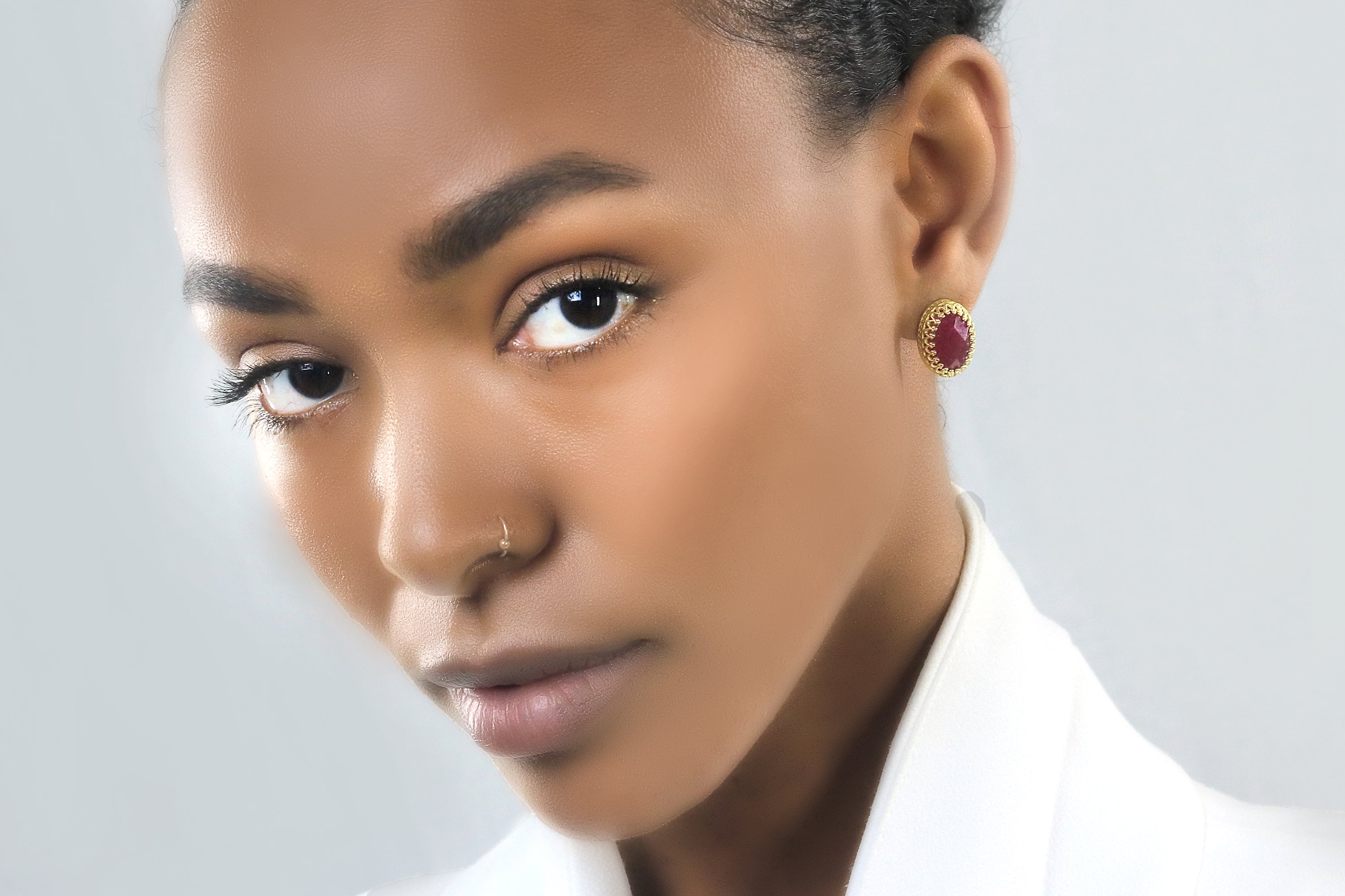 Red Jade Earrings for Women in 14k Gold Filling - Artisan Oval Stone Earrings, 40th Anniversary Gifts, Everyday Jewelry Earrings Anemone Jewelry