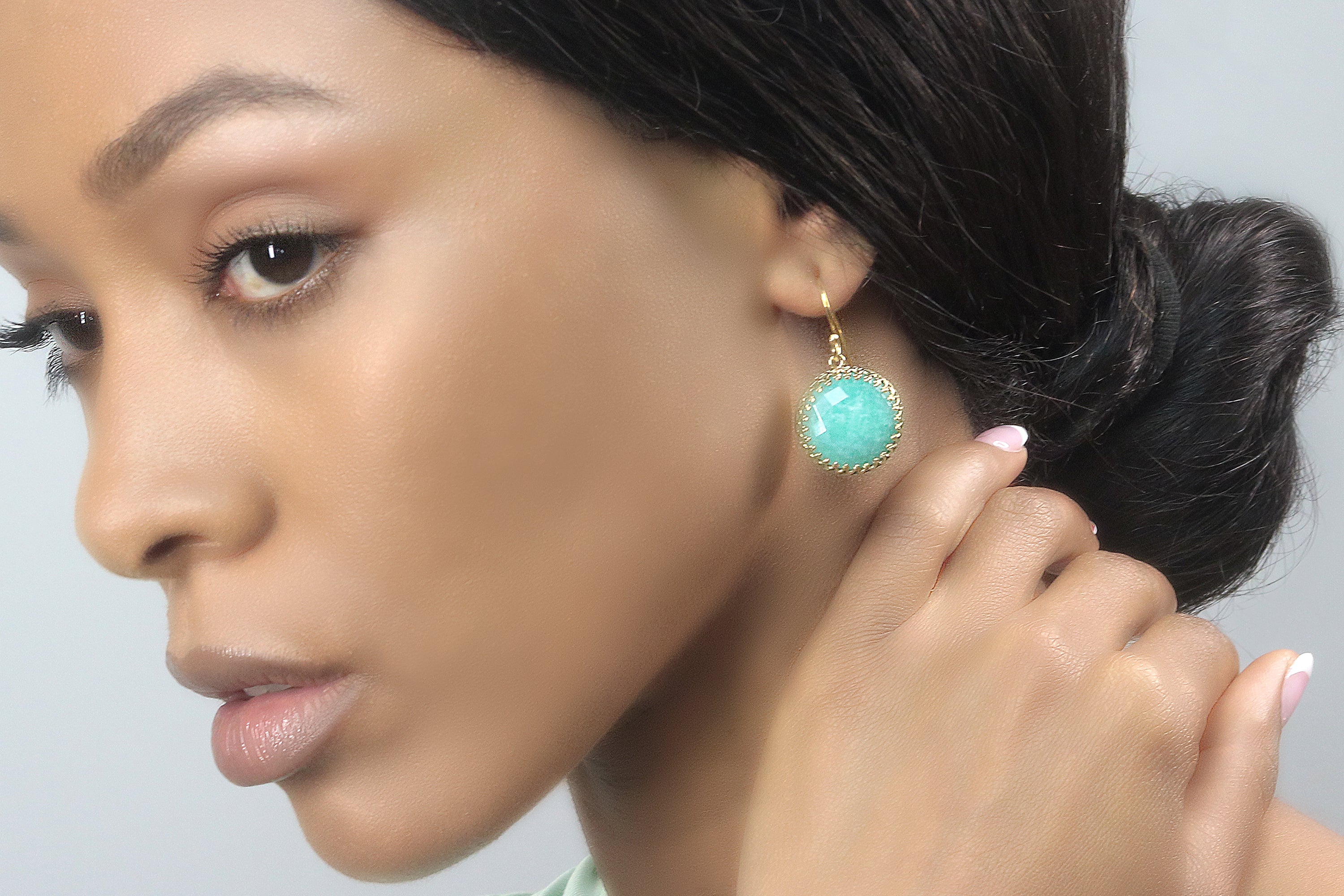 Amazing Amazonite Gold Statement Earrings Earrings Anemone Jewelry