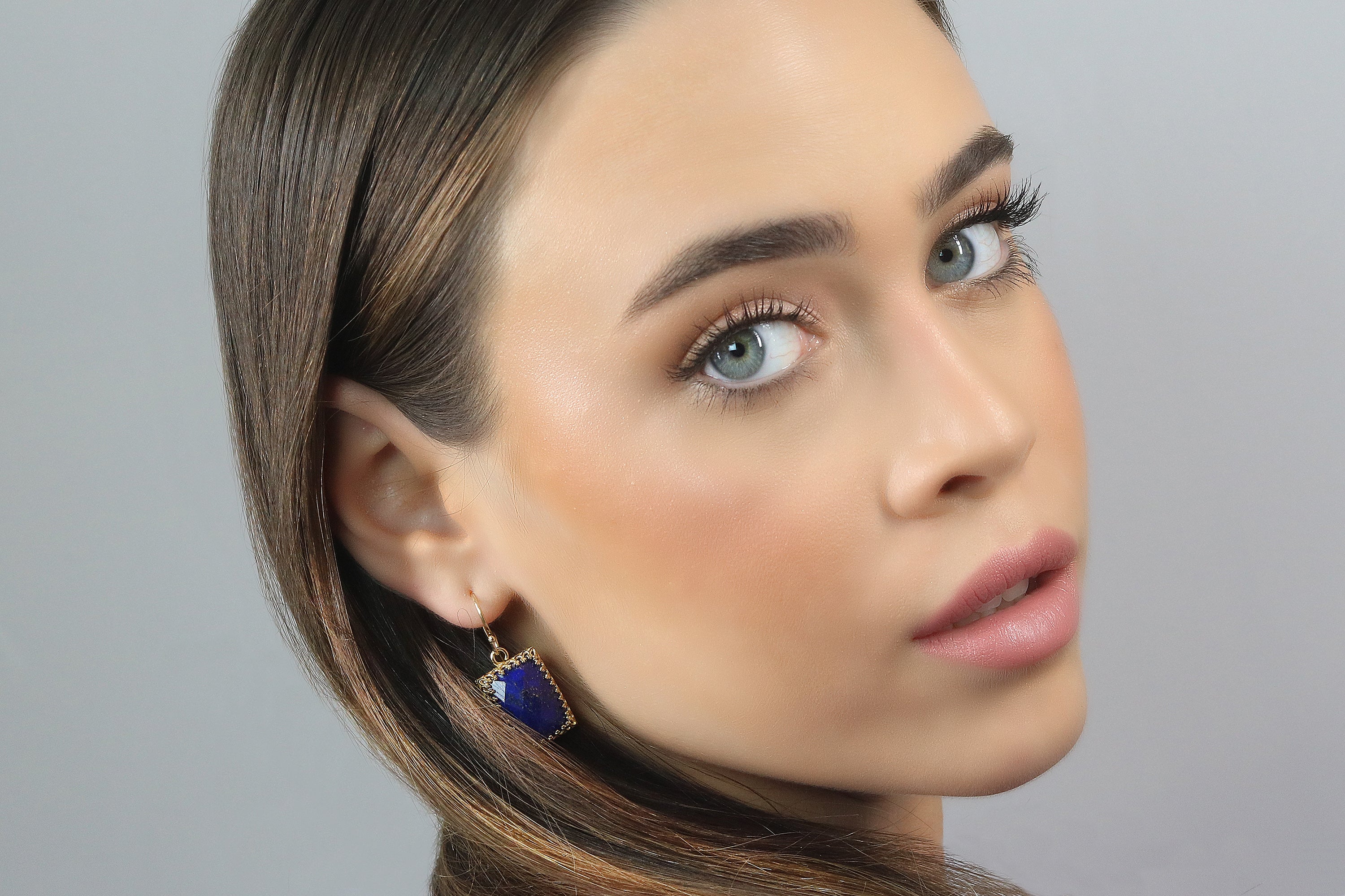 Rectangle Lapis Lazuli Gold Earrings Earrings Anemone Jewelry