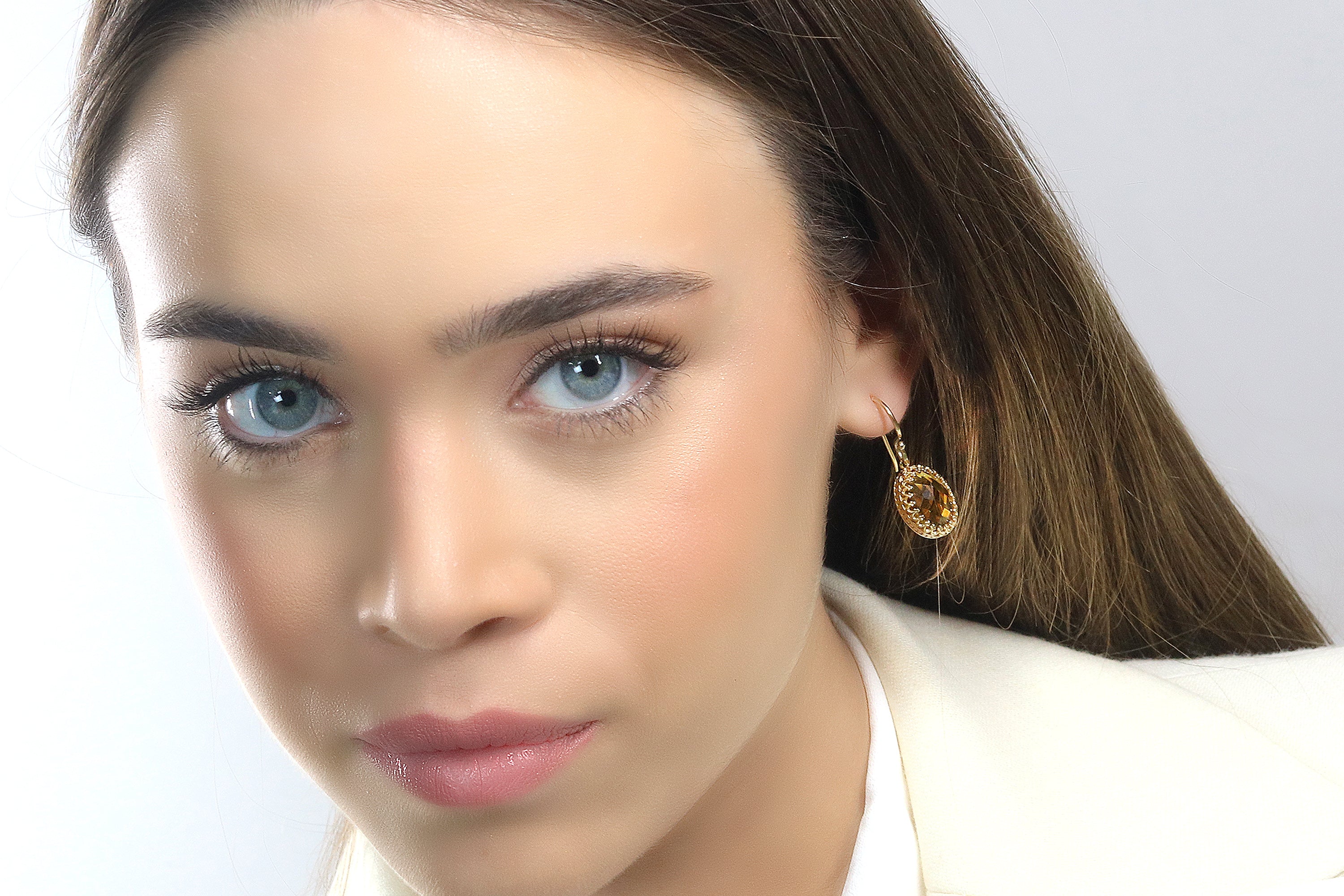 Oval Dangling Citrine Earrings Earrings Anemone Jewelry