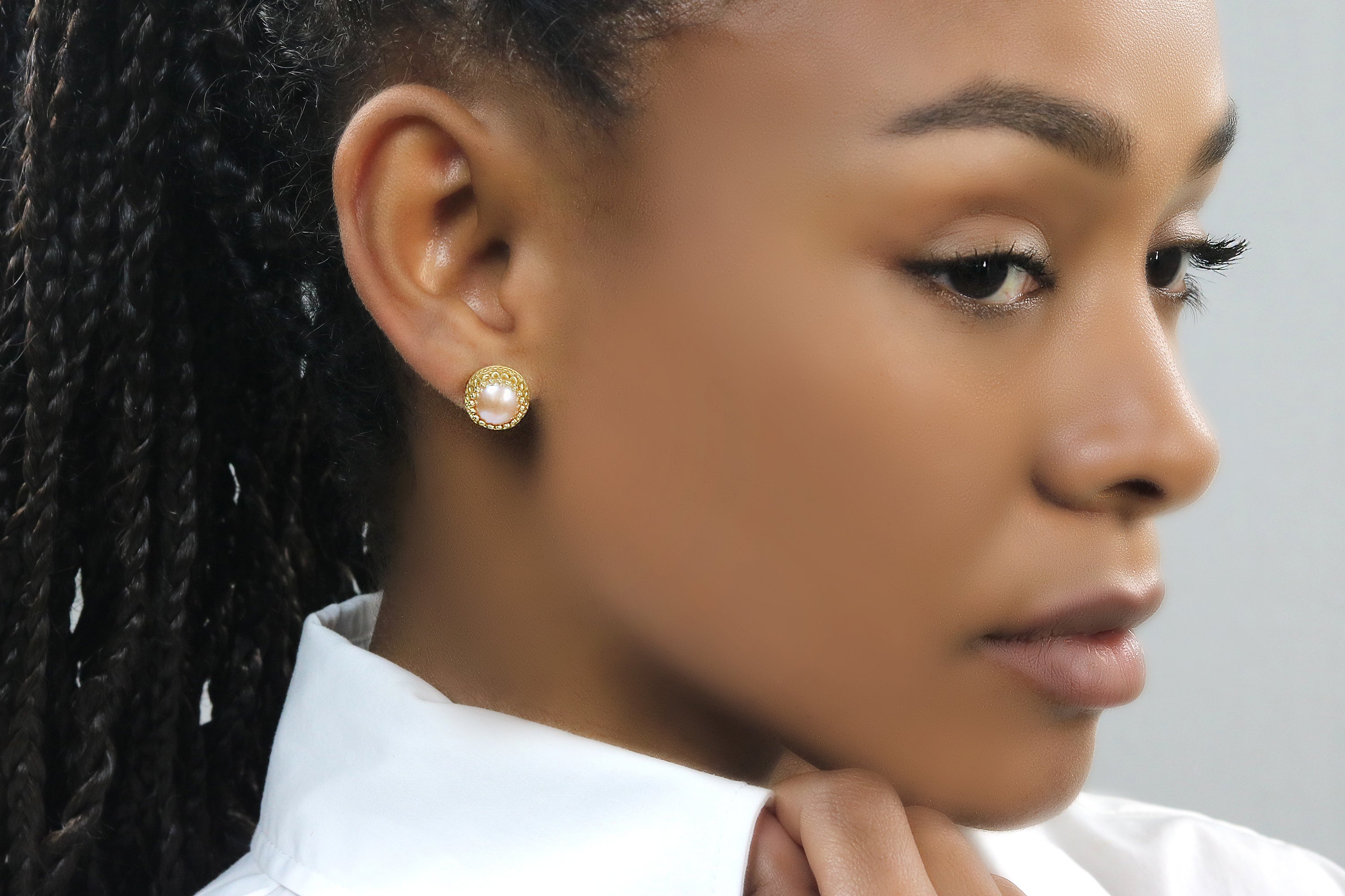 Exquisite Round Pink Pearl Earrings - June Birthstone Pearl Earrings Studs for Women and Girls - Weddings, Birthdays, Anniversaries Earrings Anemone Jewelry