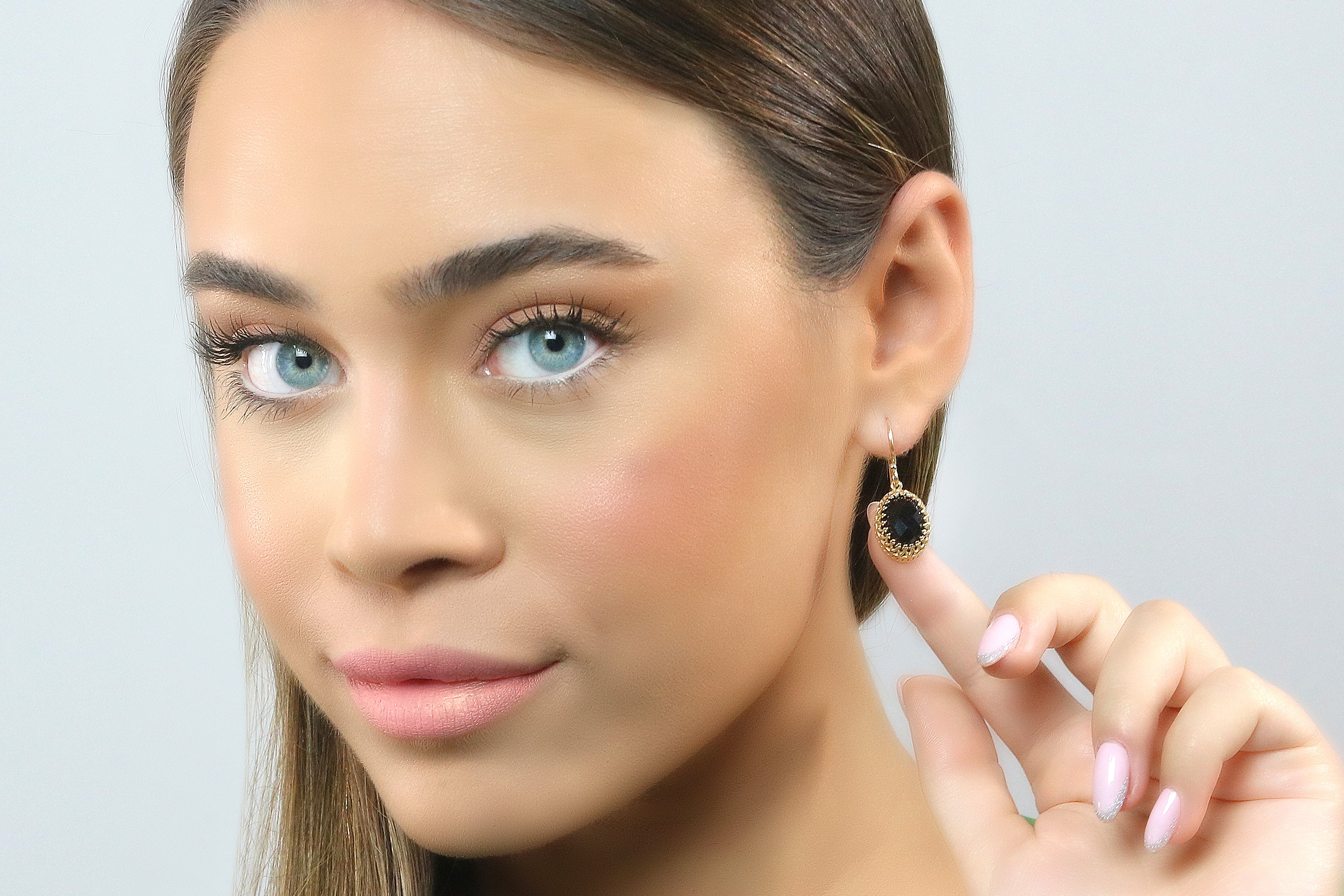 Bold Black Onyx Earrings in Gold Earrings Anemone Jewelry