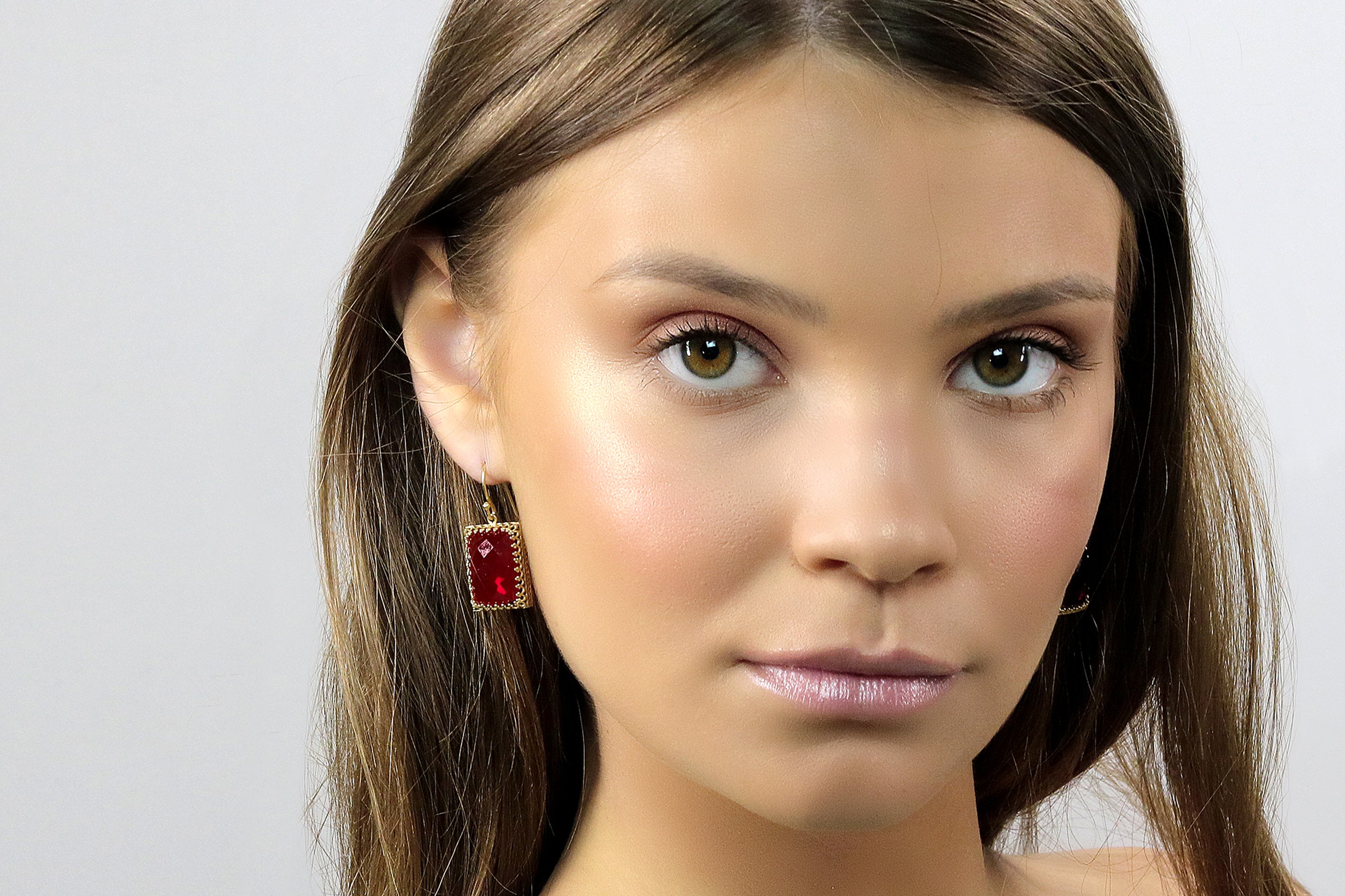 Red Garnet Gold Statement Earrings Earrings Anemone Jewelry