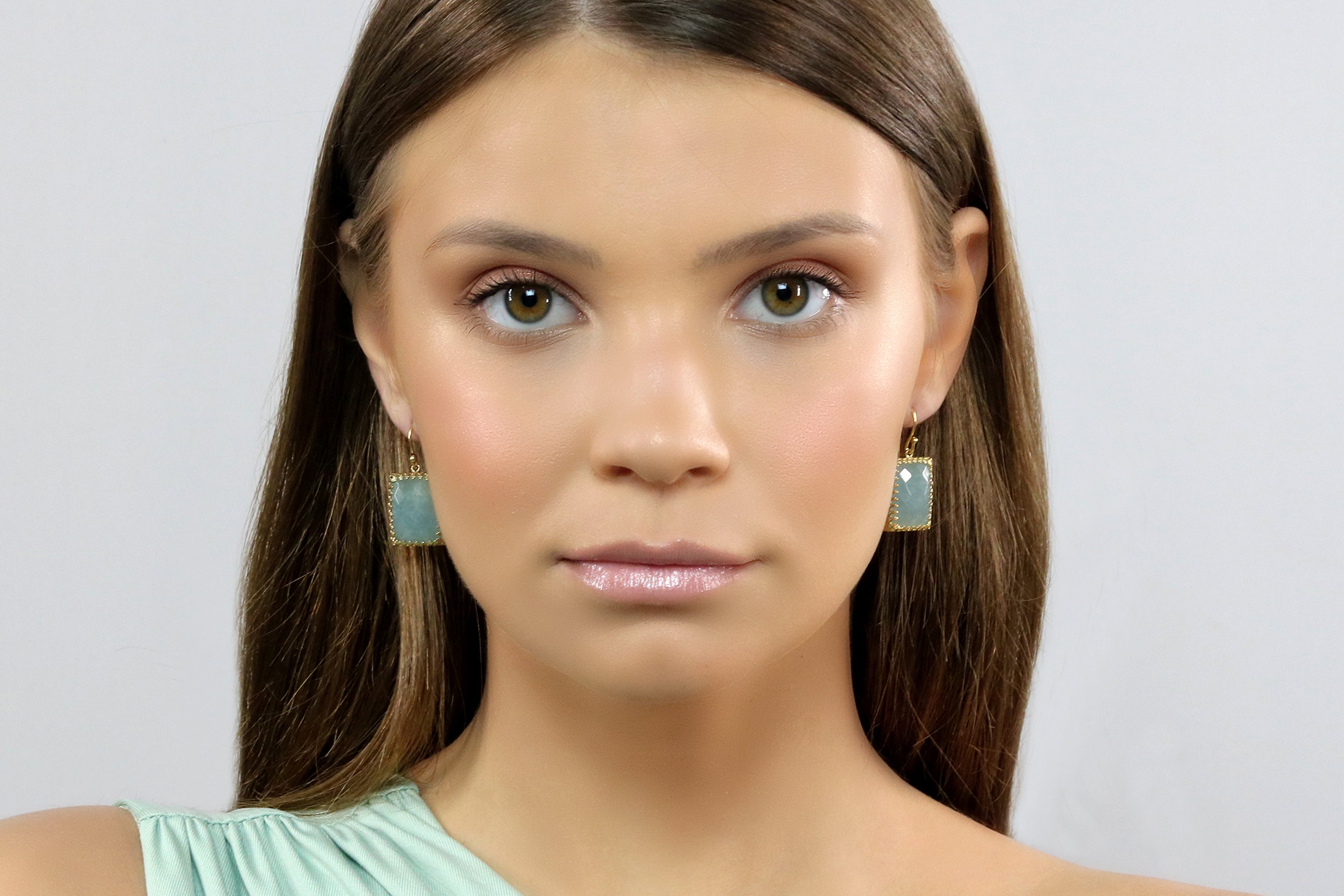 Large Dangle Aquamarine Gold Earrings Earrings Anemone Jewelry