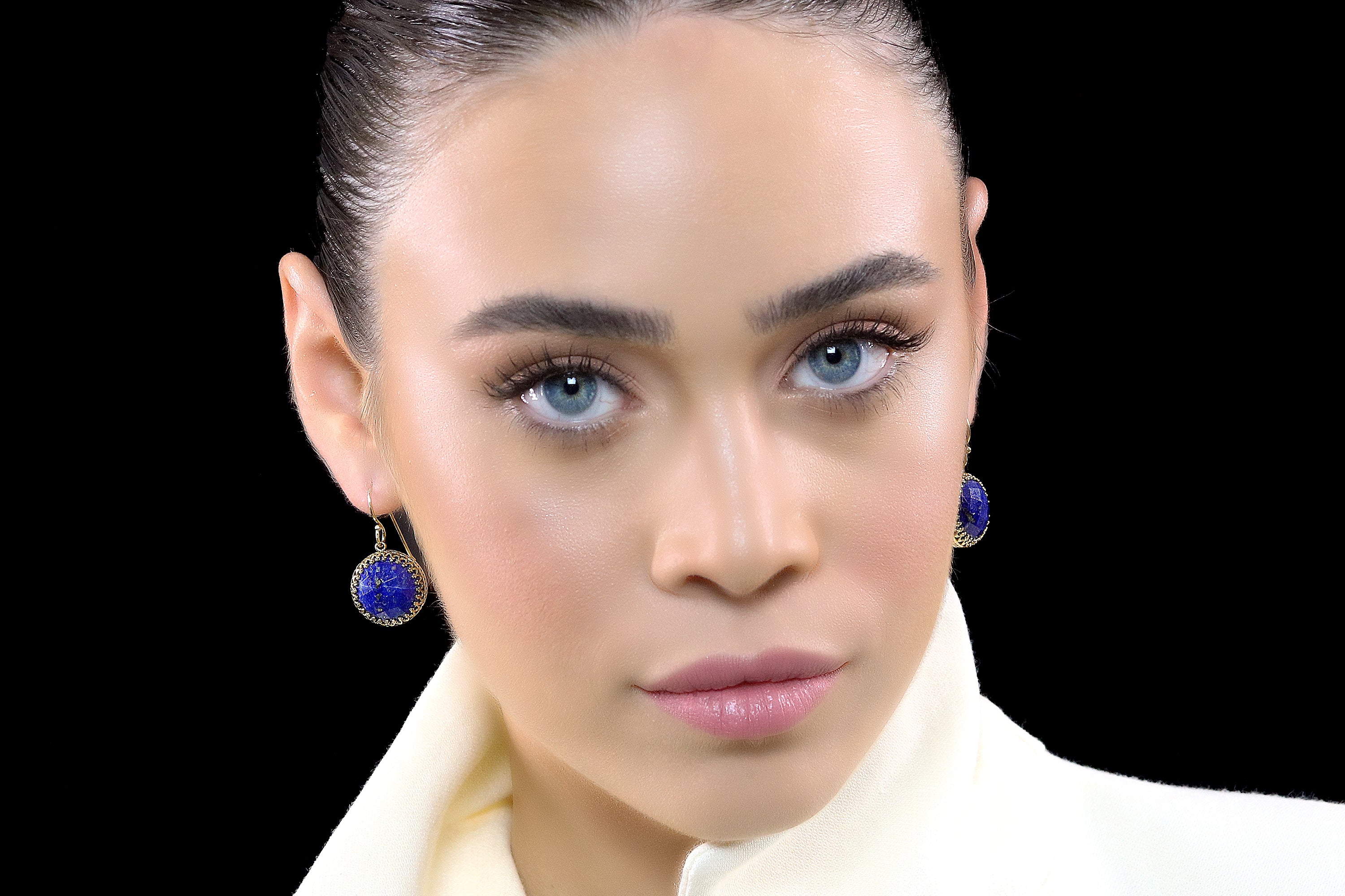 Statement Lapis Lazuli Gold Hook Earrings Earrings Anemone Jewelry