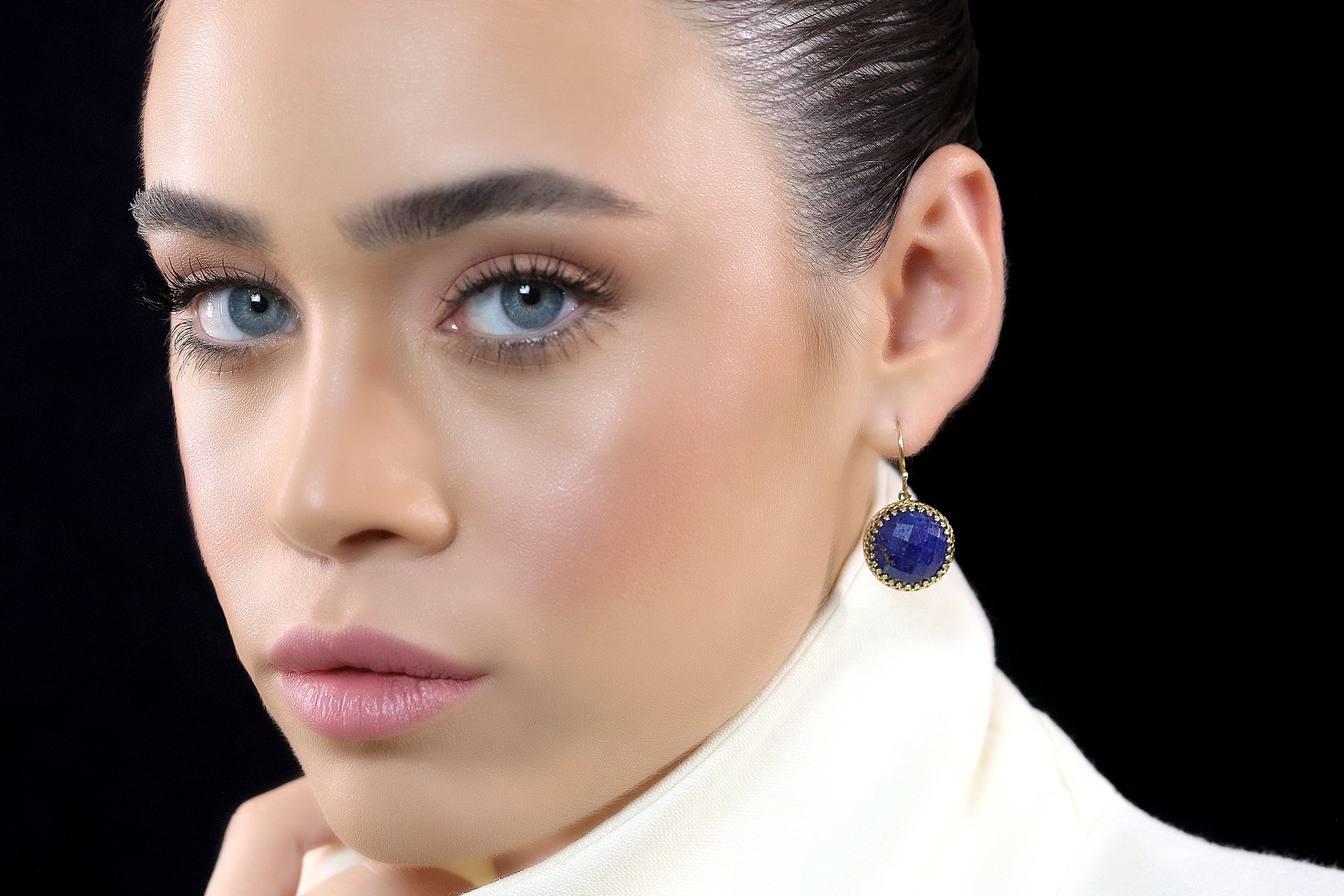 Statement Lapis Lazuli Gold Hook Earrings Earrings Anemone Jewelry