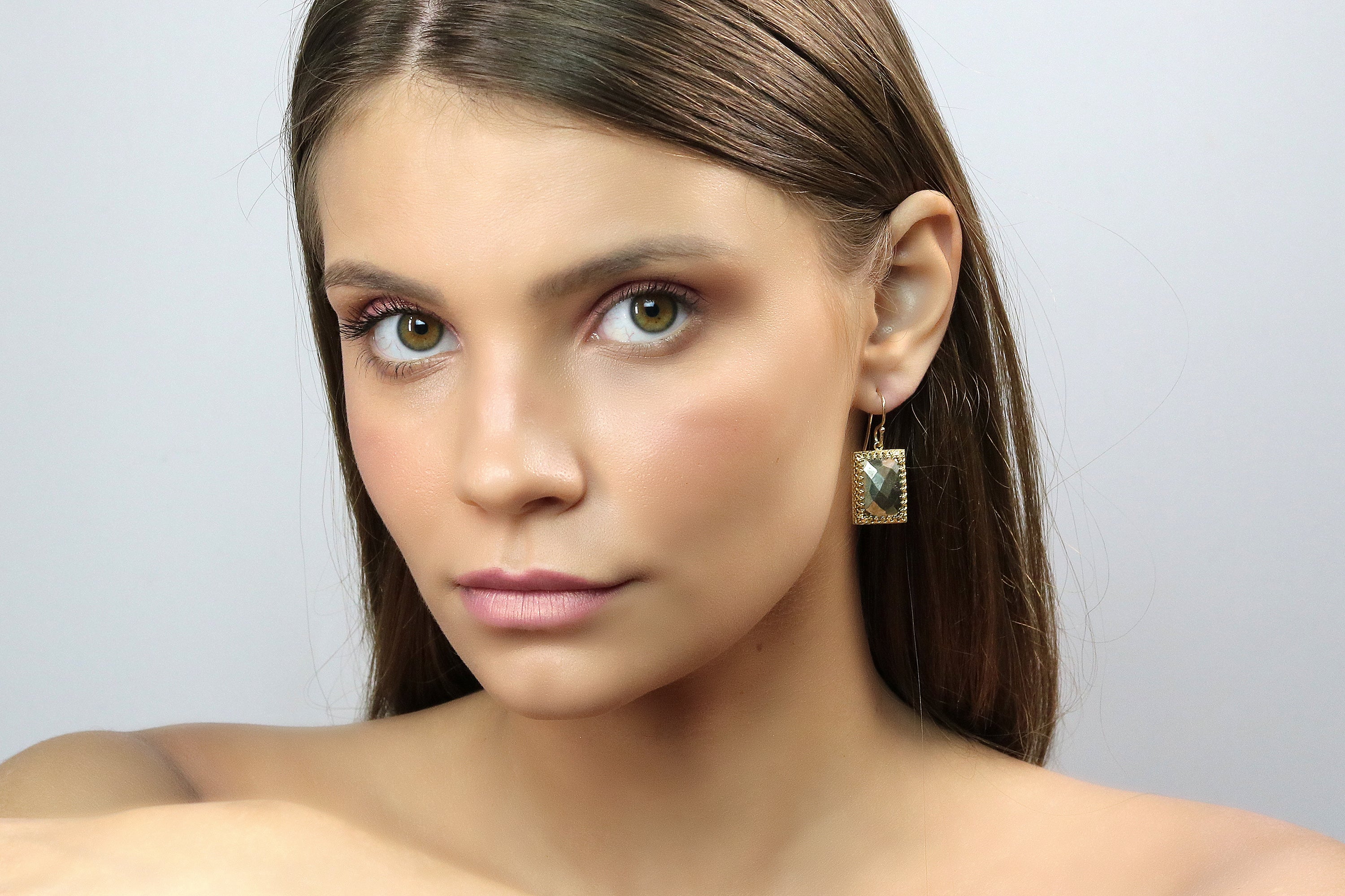 Long Pyrite Crystal Gold Earrings Earrings Anemone Jewelry