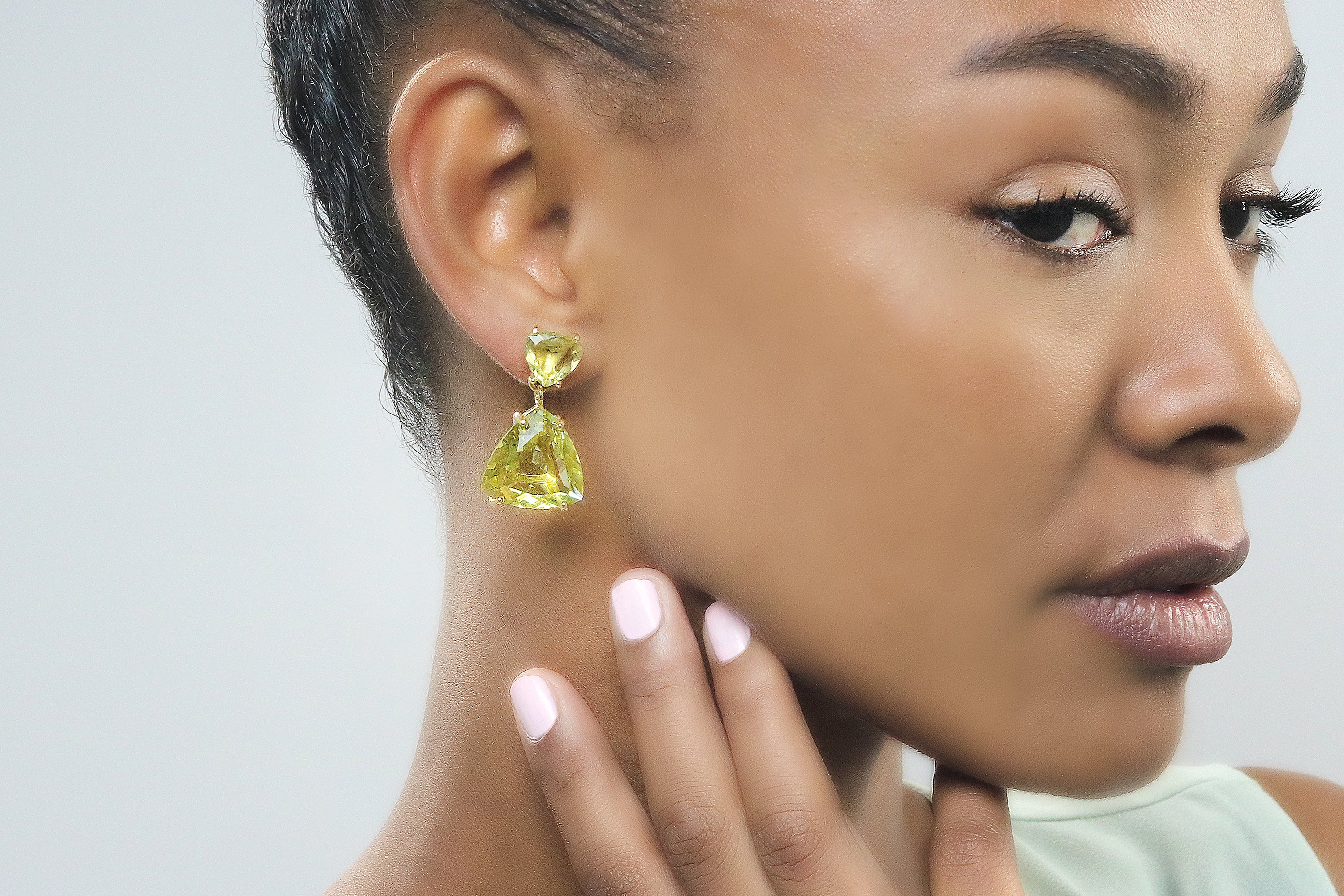 Bright Lemon Quartz Earrings in Gold Earrings Anemone Jewelry