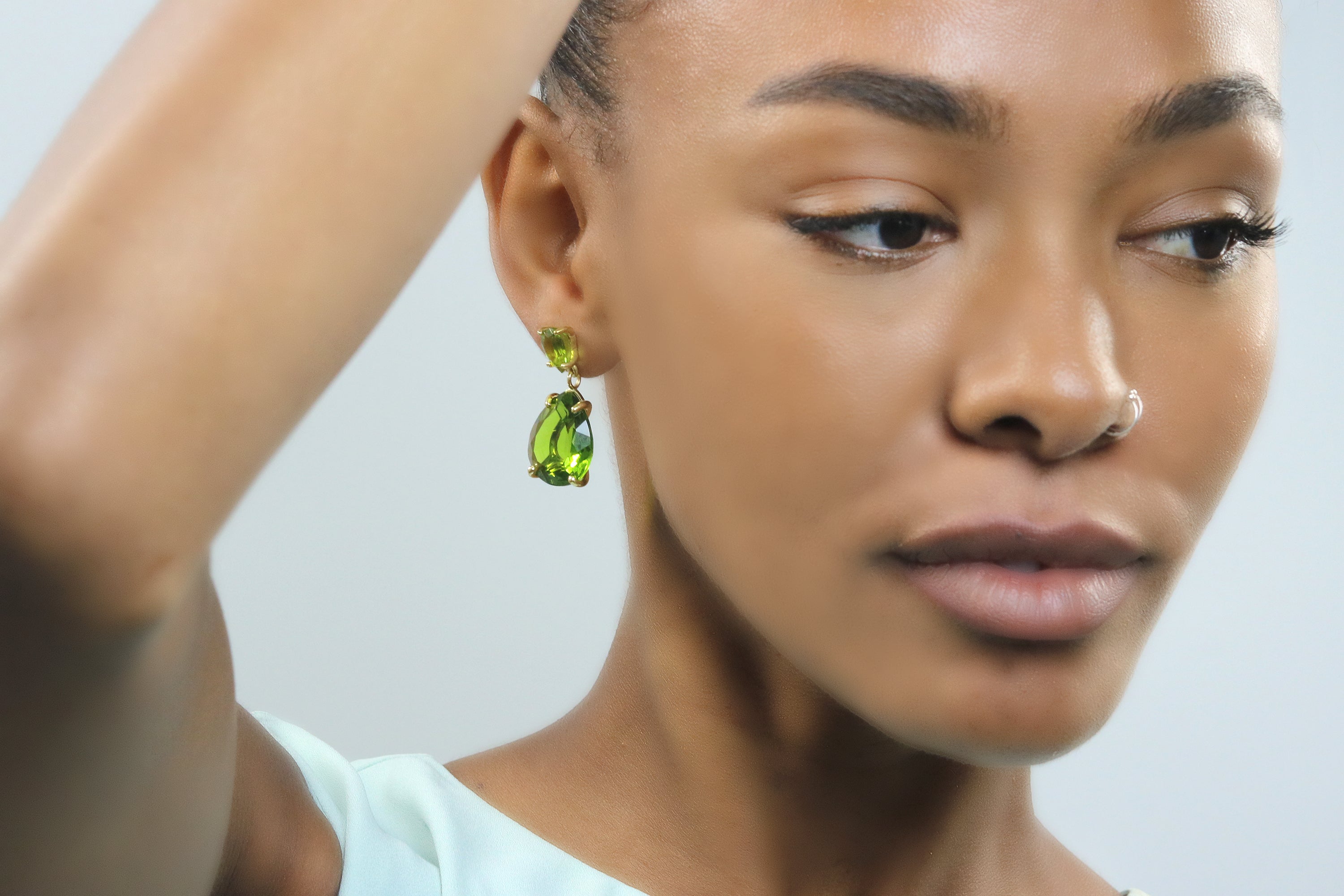 Double Pear Peridot Earrings Earrings Anemone Jewelry