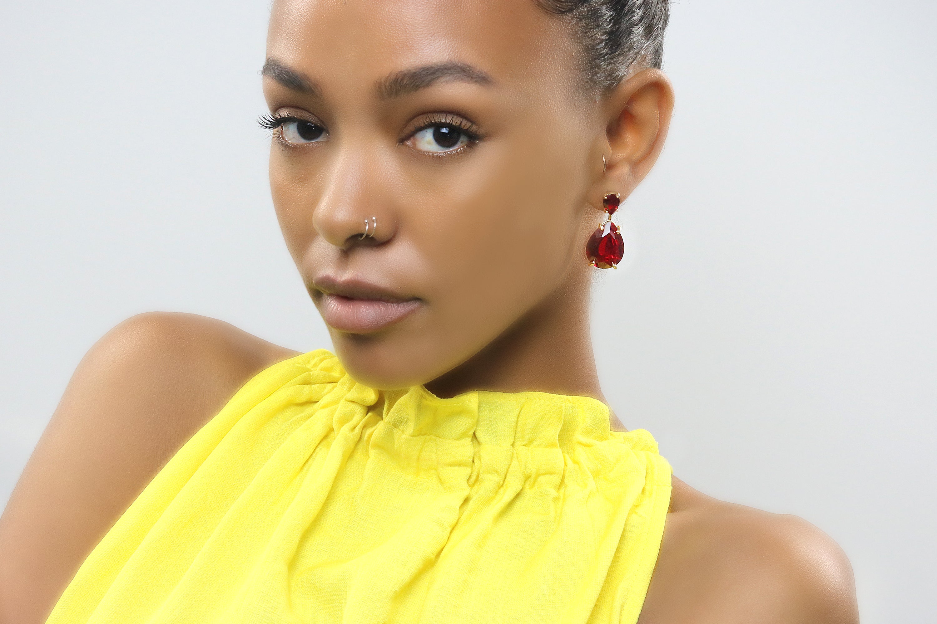 Vibrant Double Garnet Gold Earrings Earrings Anemone Jewelry