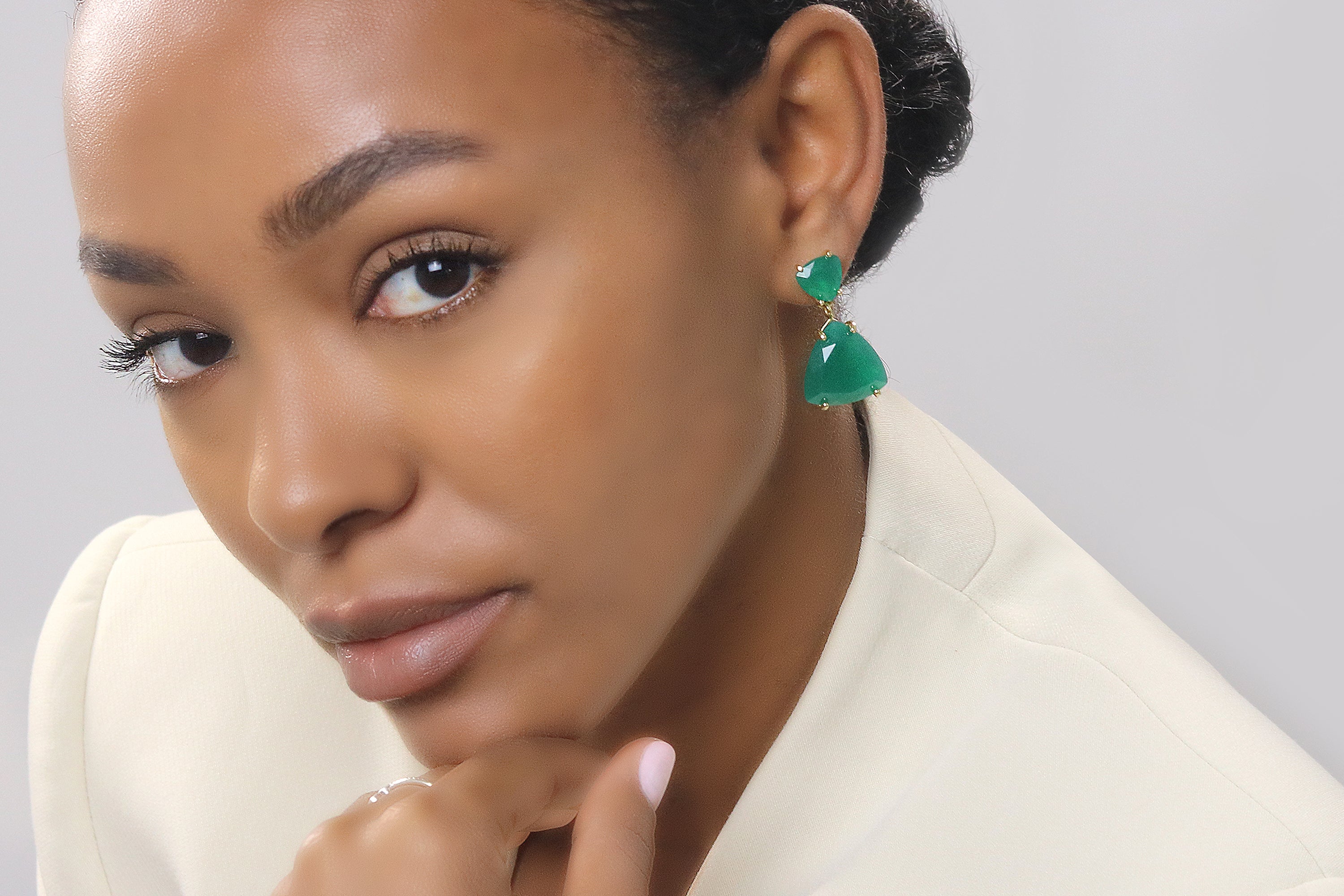 Fine Green Onyx Rose Gold Earrings Earrings Anemone Jewelry