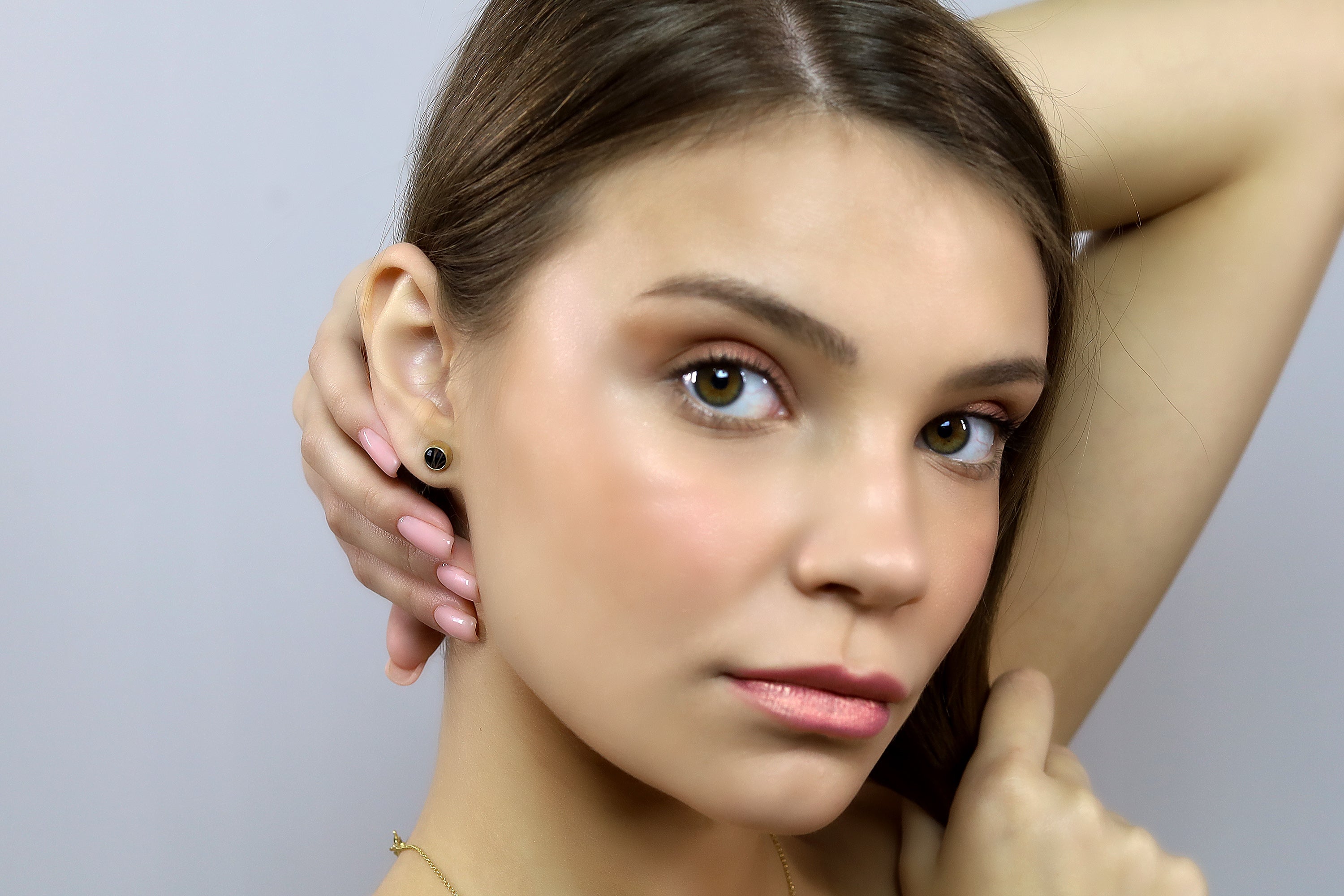 Black Onyx Bezel Set Earrings in 14k Solid Gold Earrings Anemone Limited