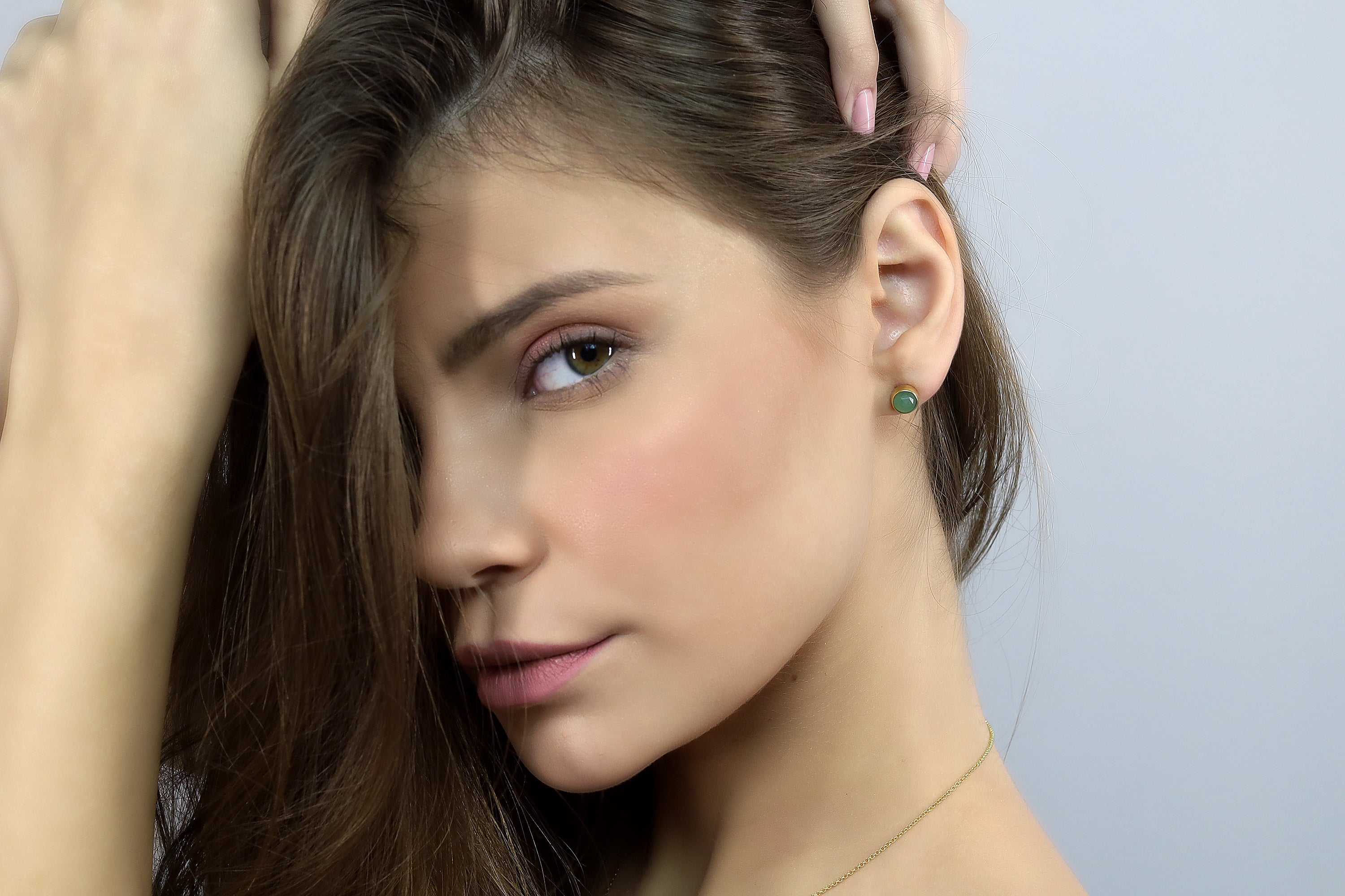 Bezel Set 14k Gold Green Aventurine Stud Earrings Earrings Anemone Limited