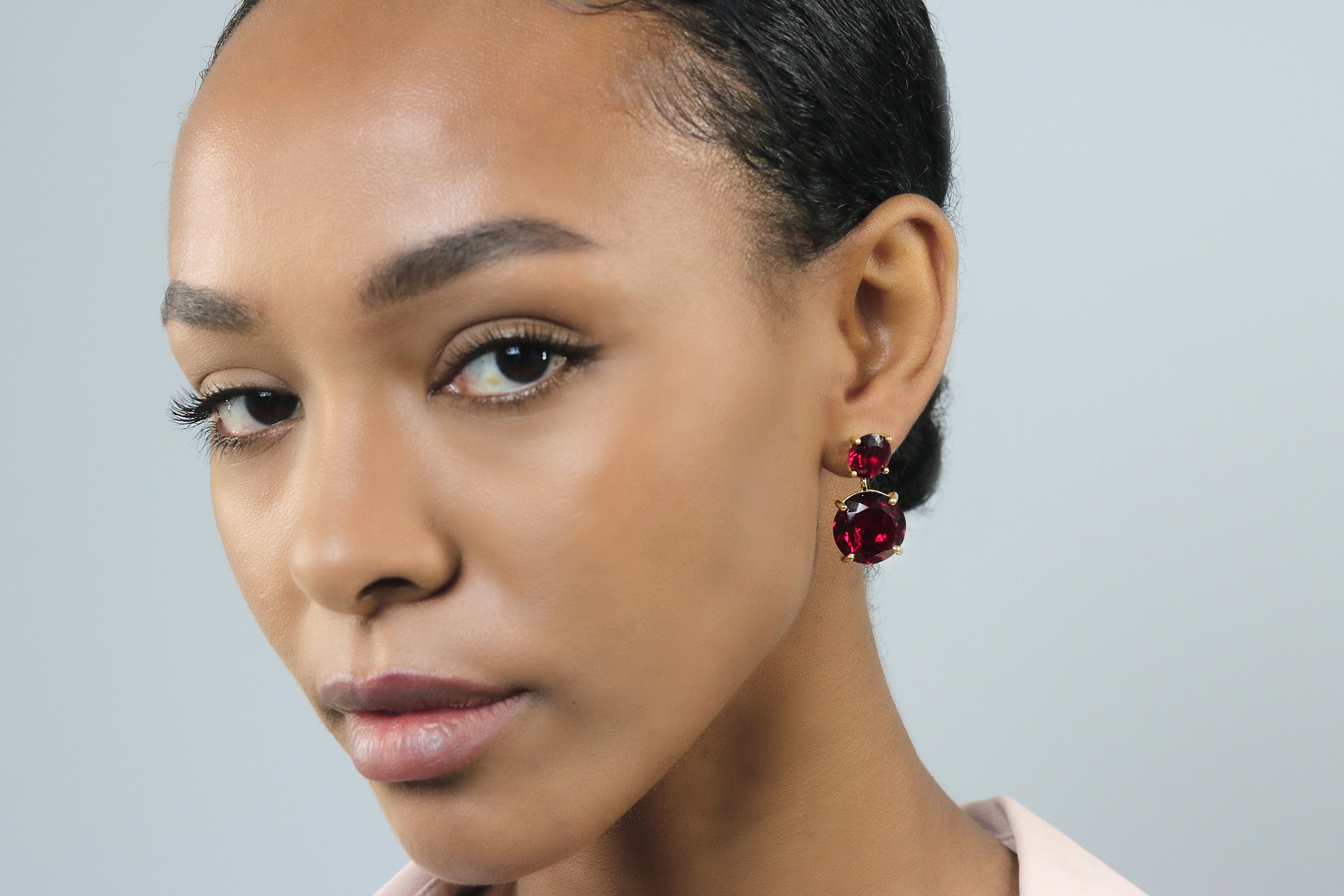 Vibrant Stud Dangle Garnet Rose Gold Earrings Earrings Anemone Jewelry