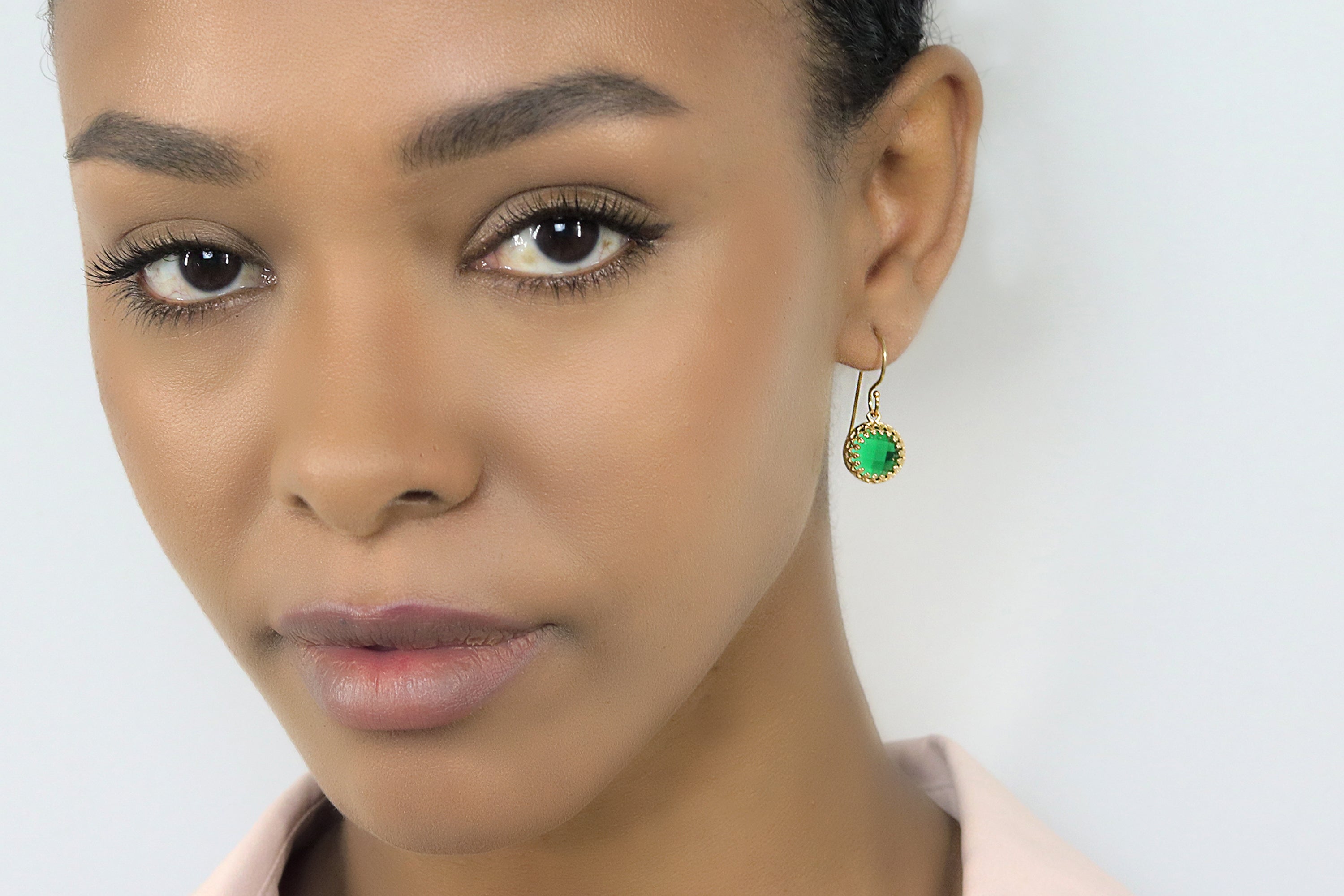 Intricate Round Emerald Sterling Silver Earrings Earrings Anemone Jewelry