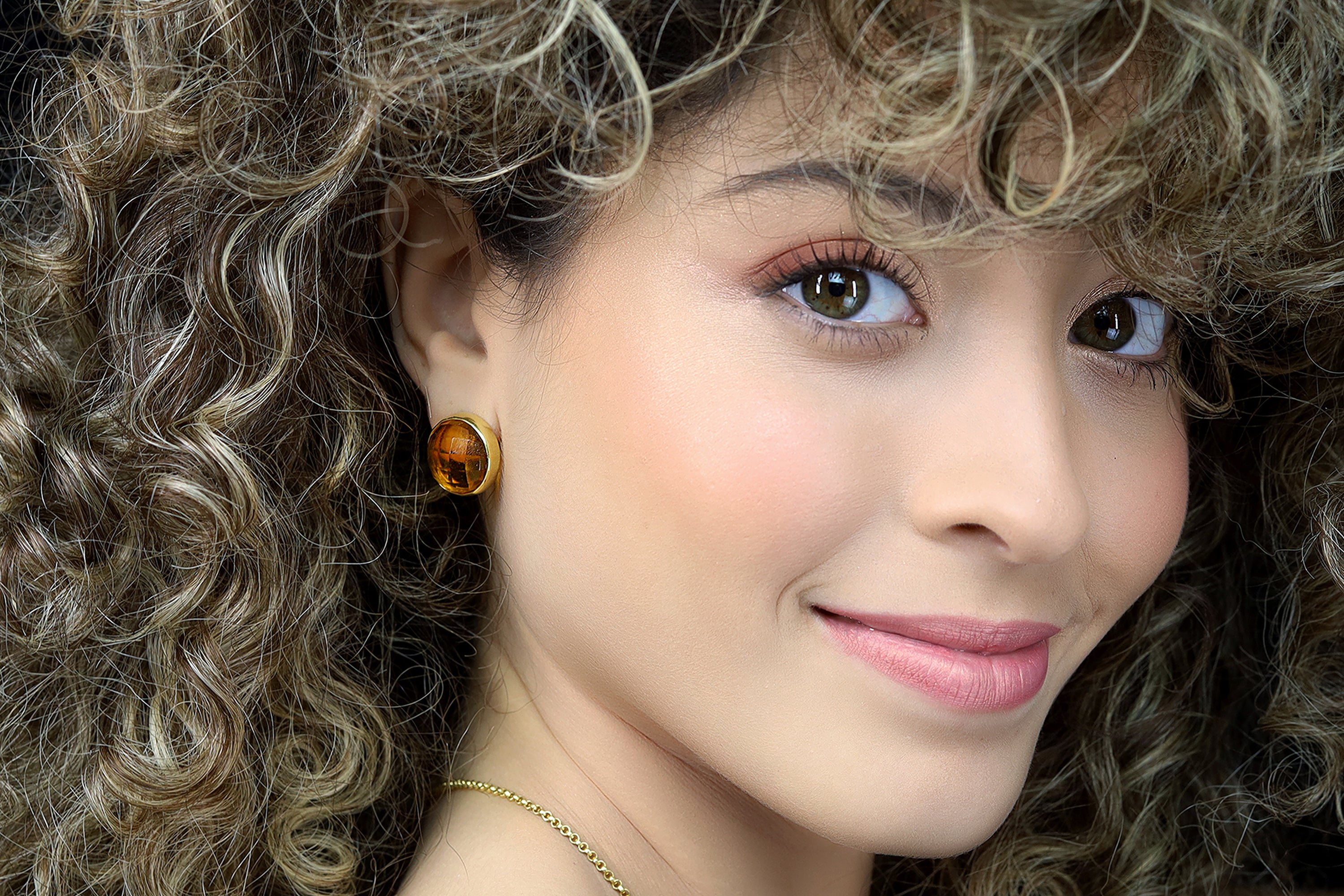 Big Bezel Set Citrine Statement Earrings in 14k Solid Gold Earrings Anemone Limited