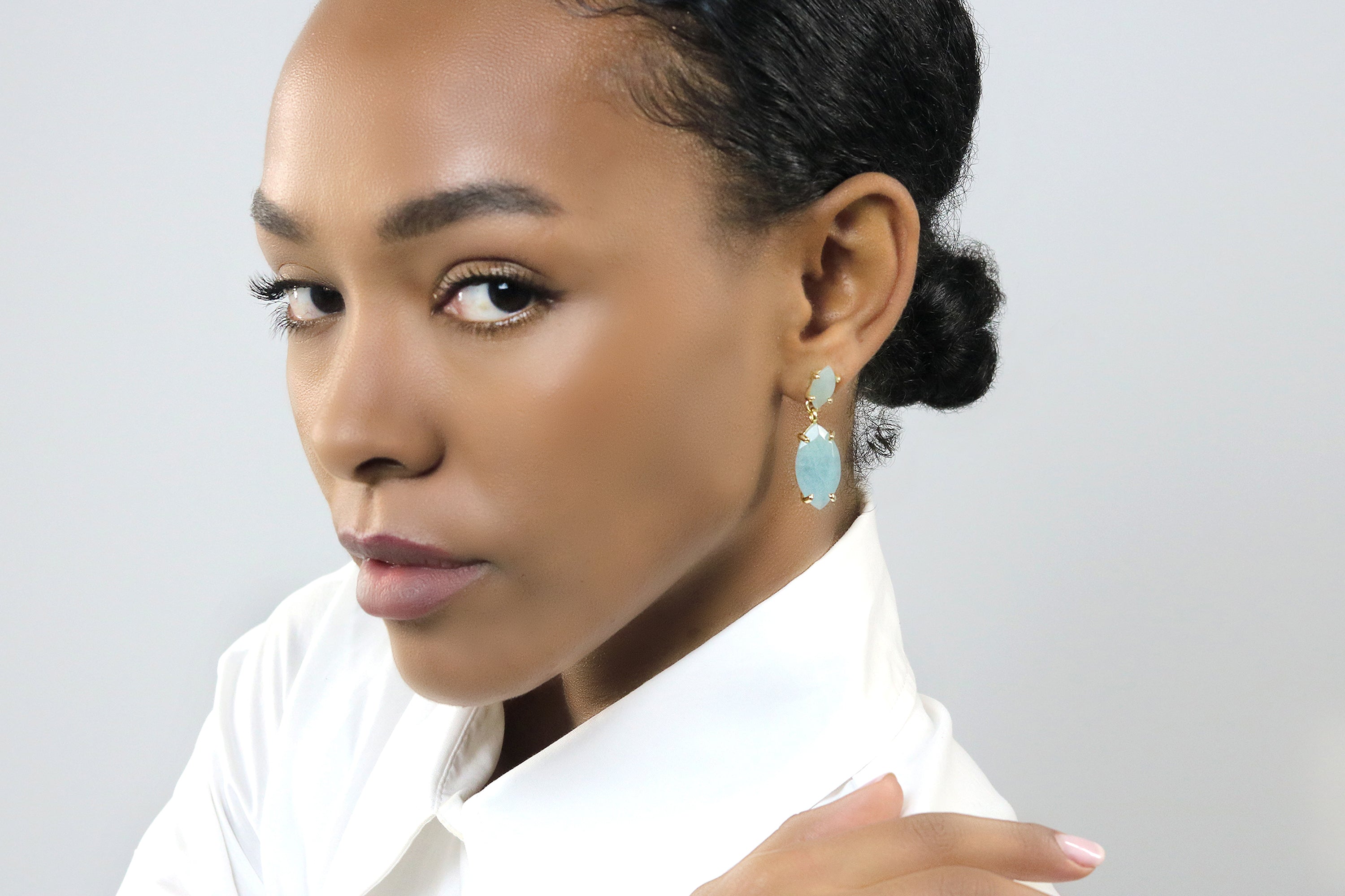 Marquise Dangles Aquamarine Sterling Silver Earrings Earrings Anemone Jewelry