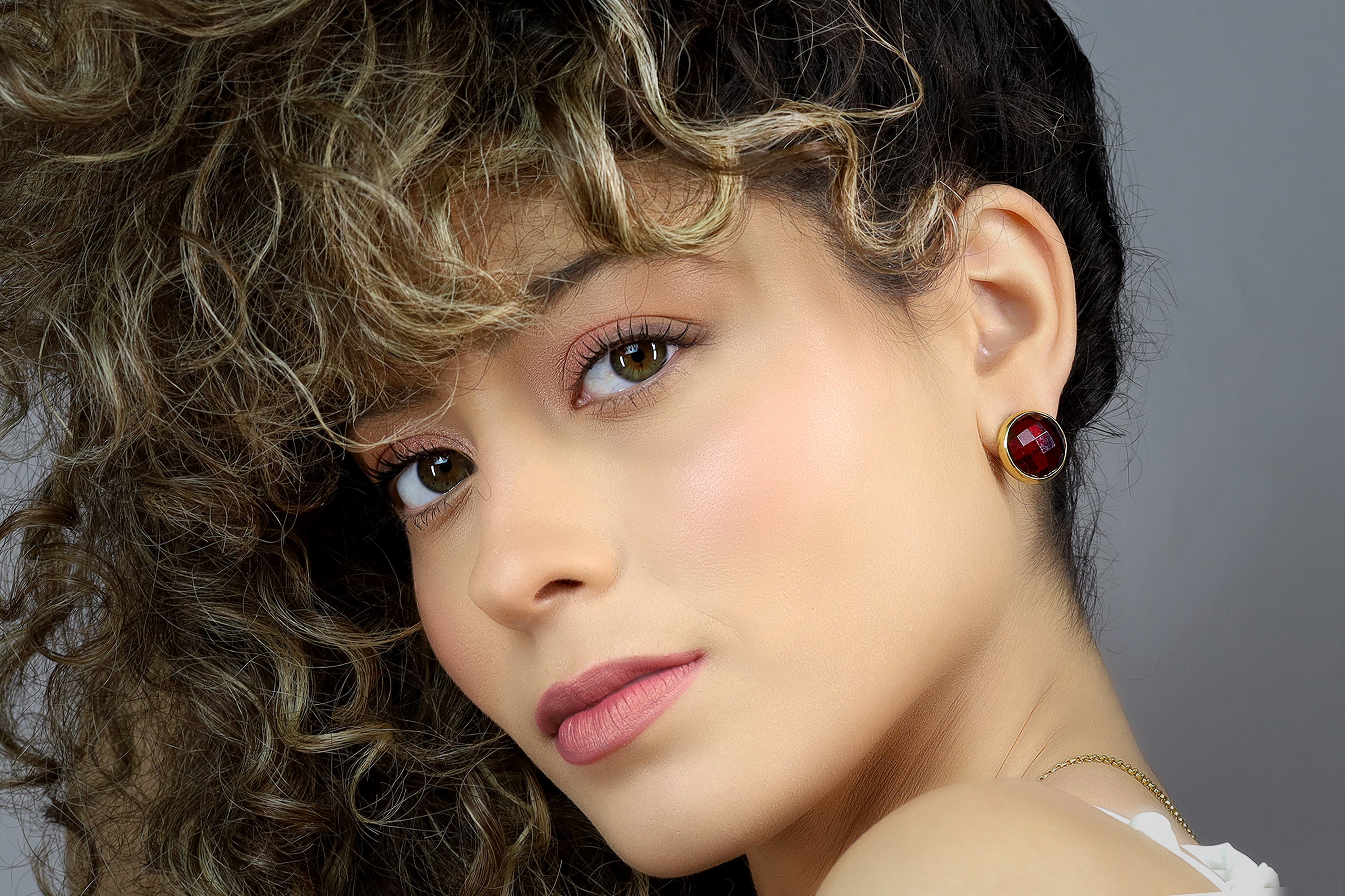 14k Gold Filled Red Garnet Statement Bezel Earrings Earrings Anemone Limited