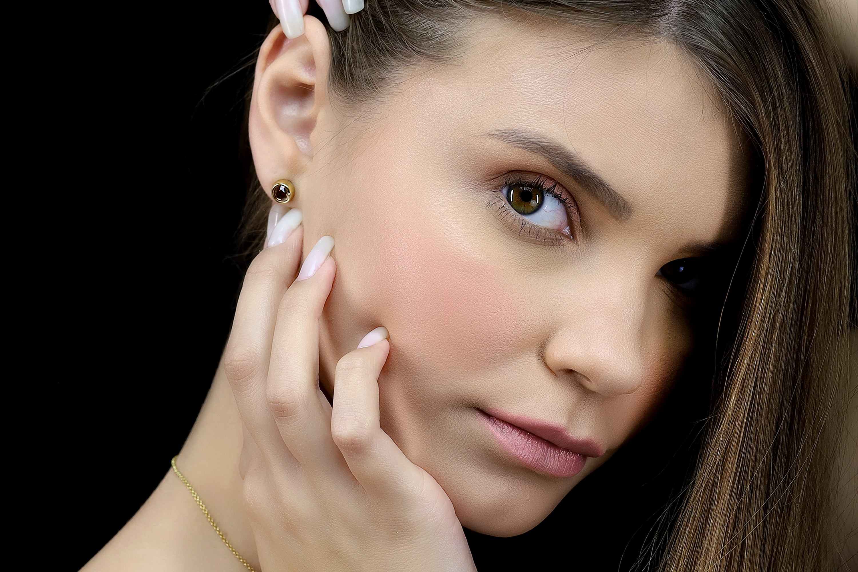 Delicate Smoky Quartz Bezel Set Gold Round Earrings Earrings Anemone Limited