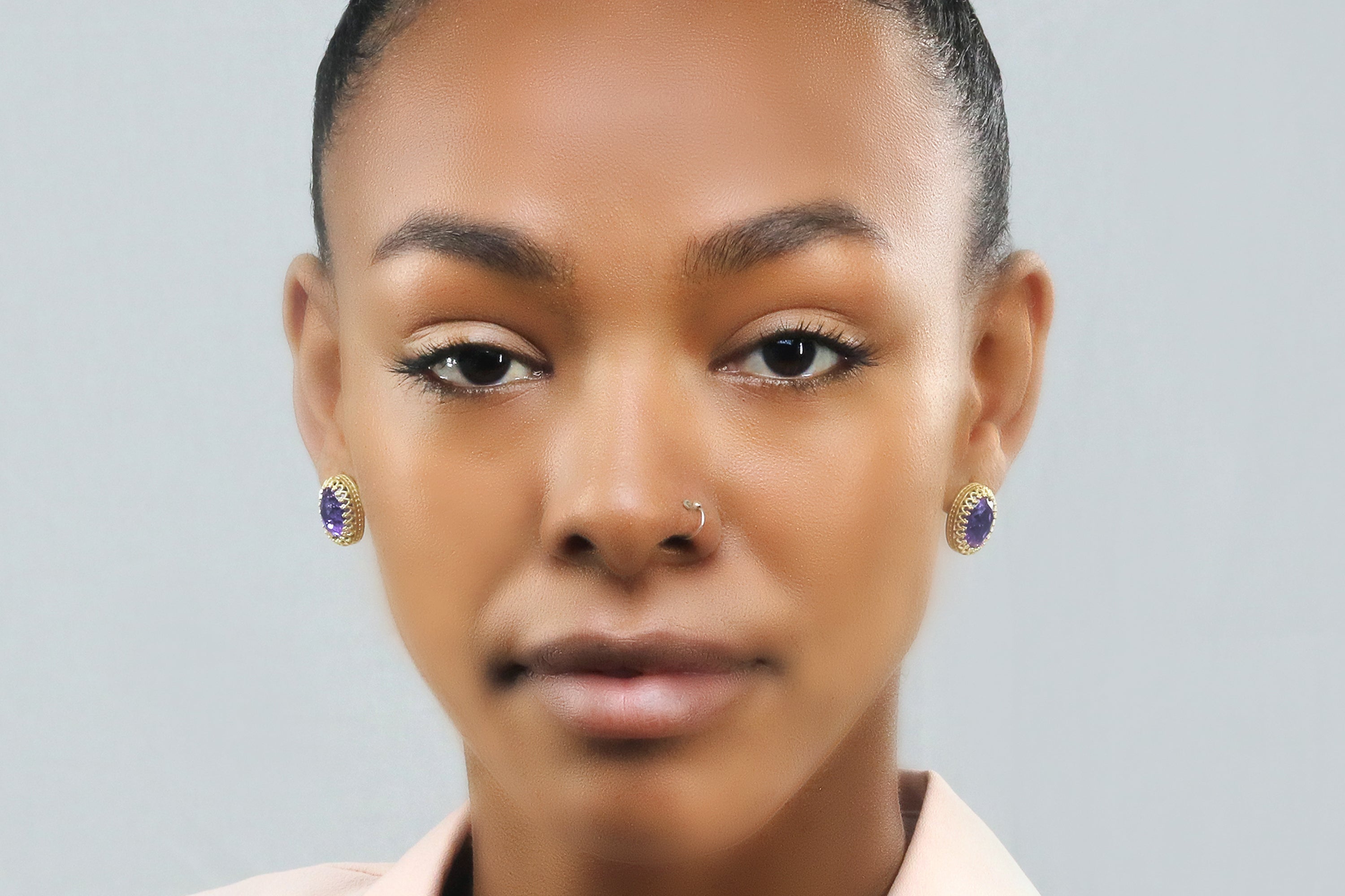 Oval Amethyst Earrings in 14k Gold Filled Dangles Earrings Anemone Jewelry