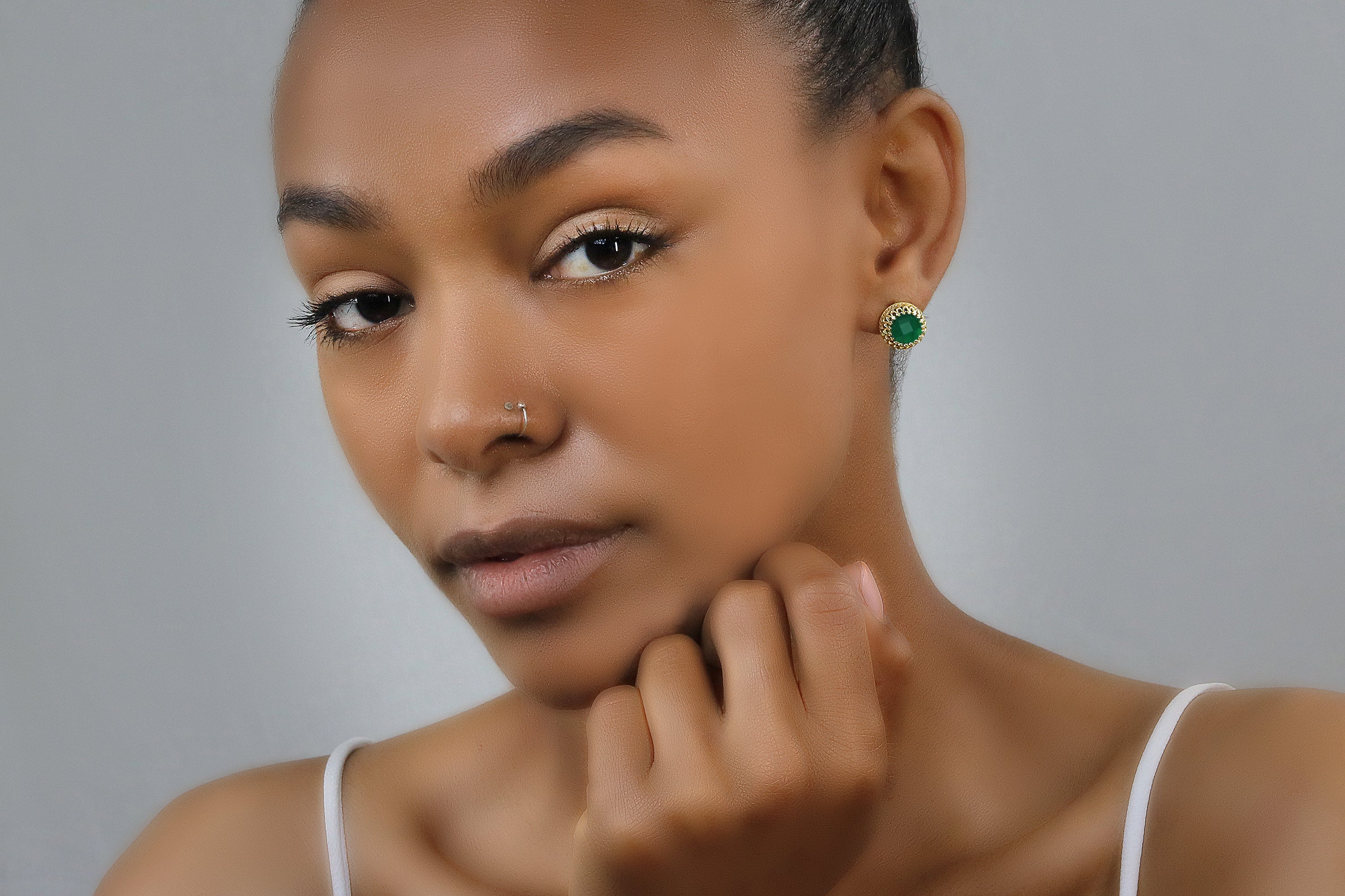 Green Onyx Earrings in 14k Gold Filled Earrings Anemone Jewelry