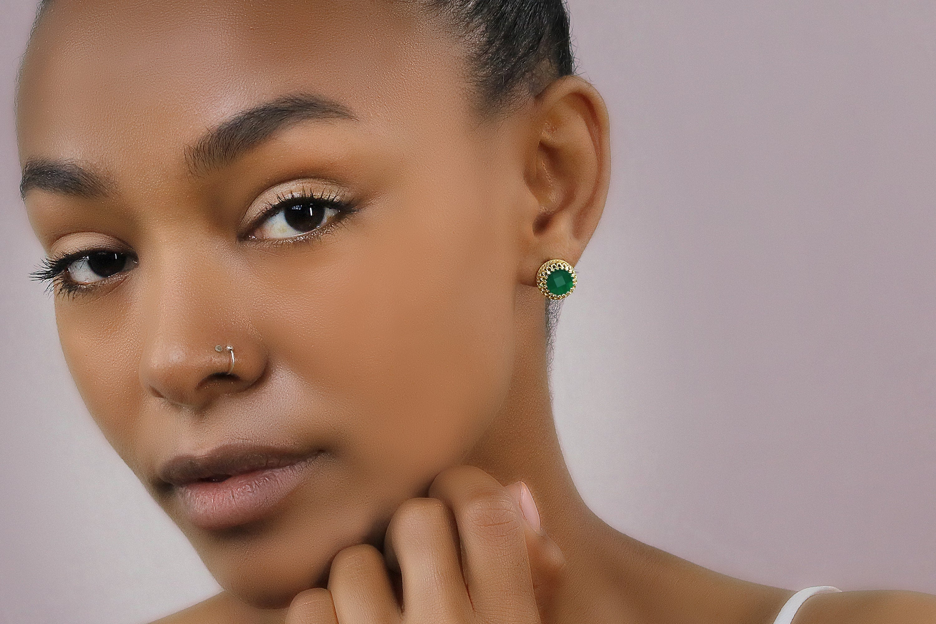 Green Onyx Earrings in 14k Gold Filled Earrings Anemone Jewelry