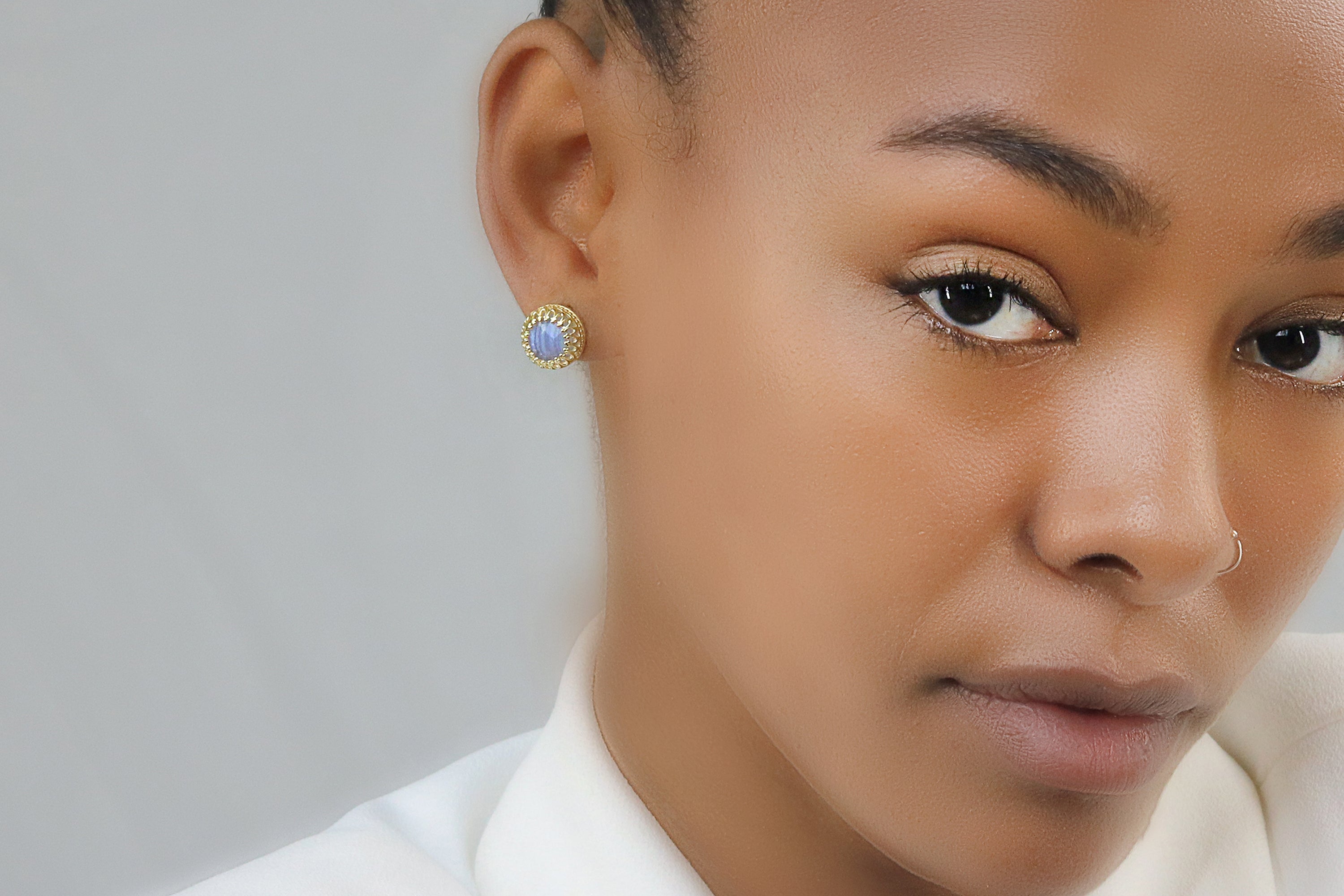 925 Sterling Silver Earrings with Lace Agate Earrings Anemone Jewelry