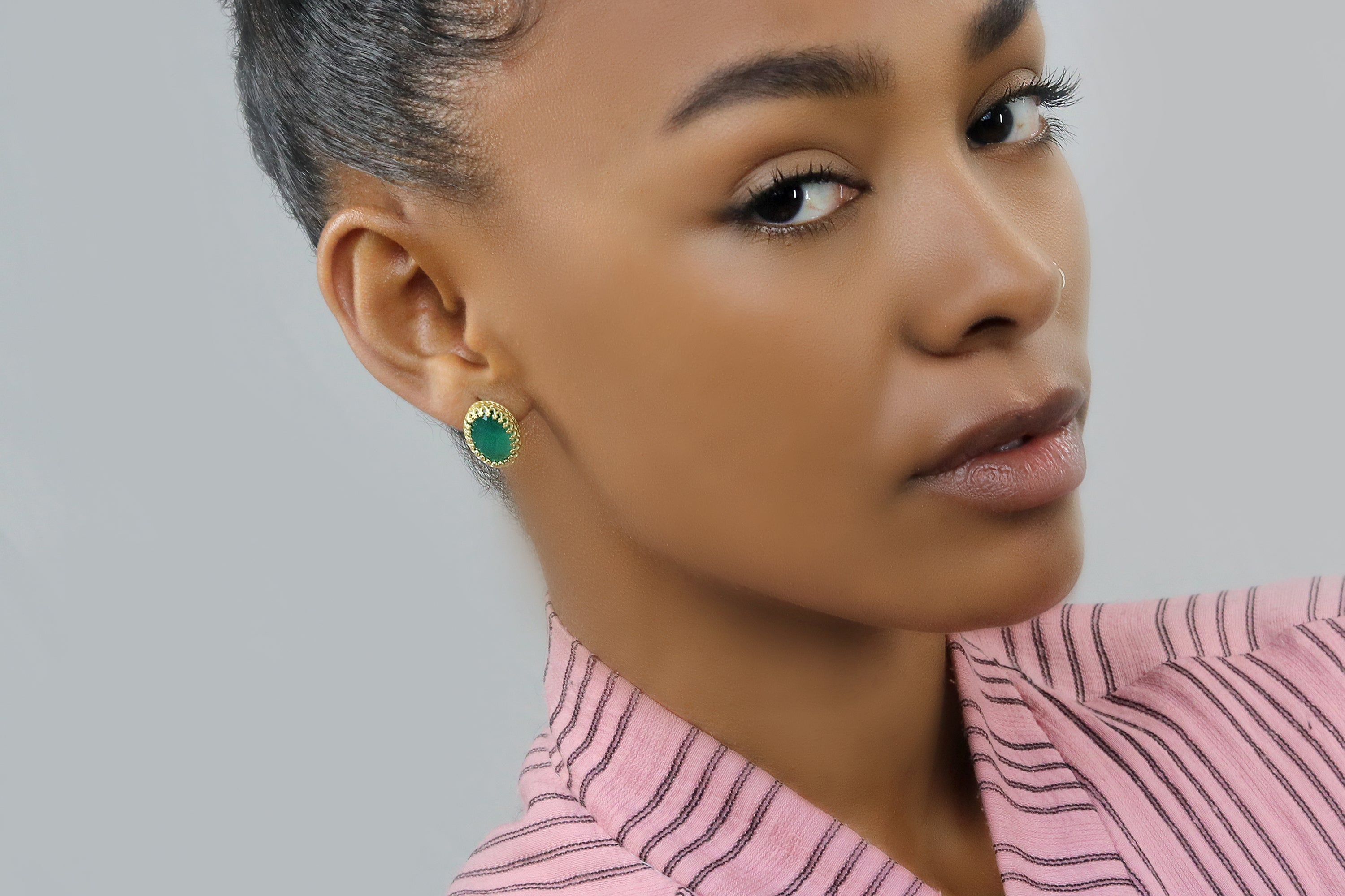 Grand Faceted Green Onyx Gold Earrings Earrings Anemone Jewelry