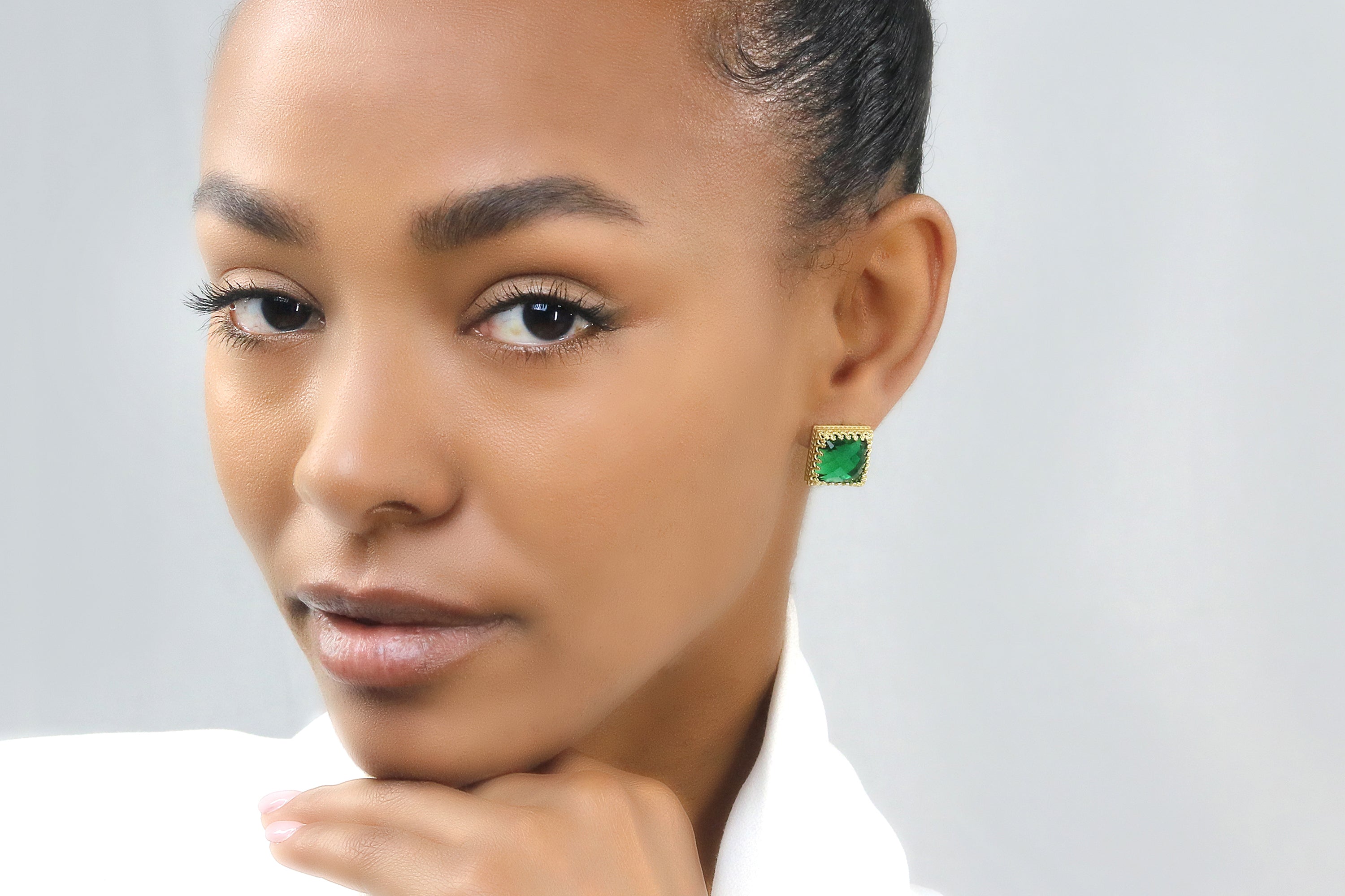 Gold Filled Emerald Earrings for Women Earrings Anemone Jewelry