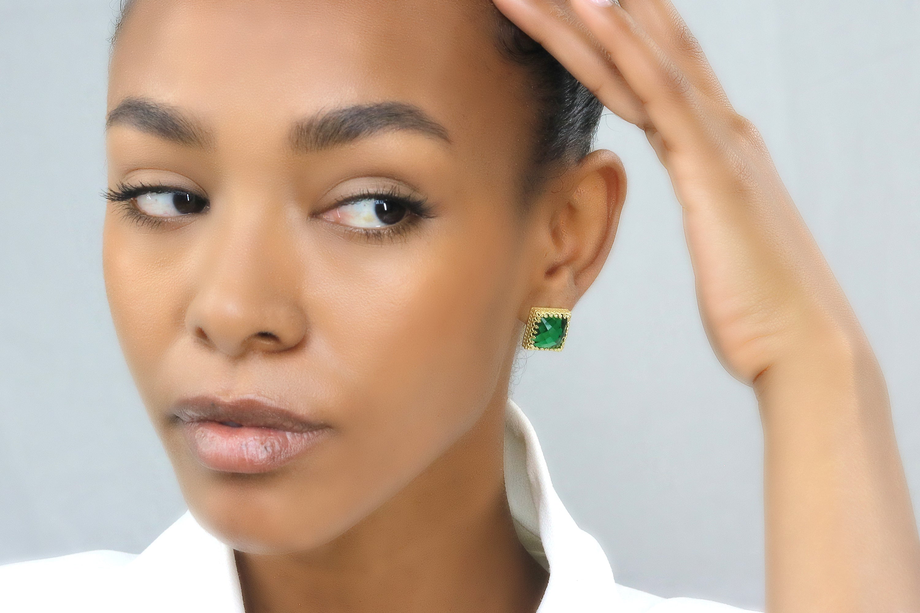 Gold Filled Emerald Earrings for Women Earrings Anemone Jewelry