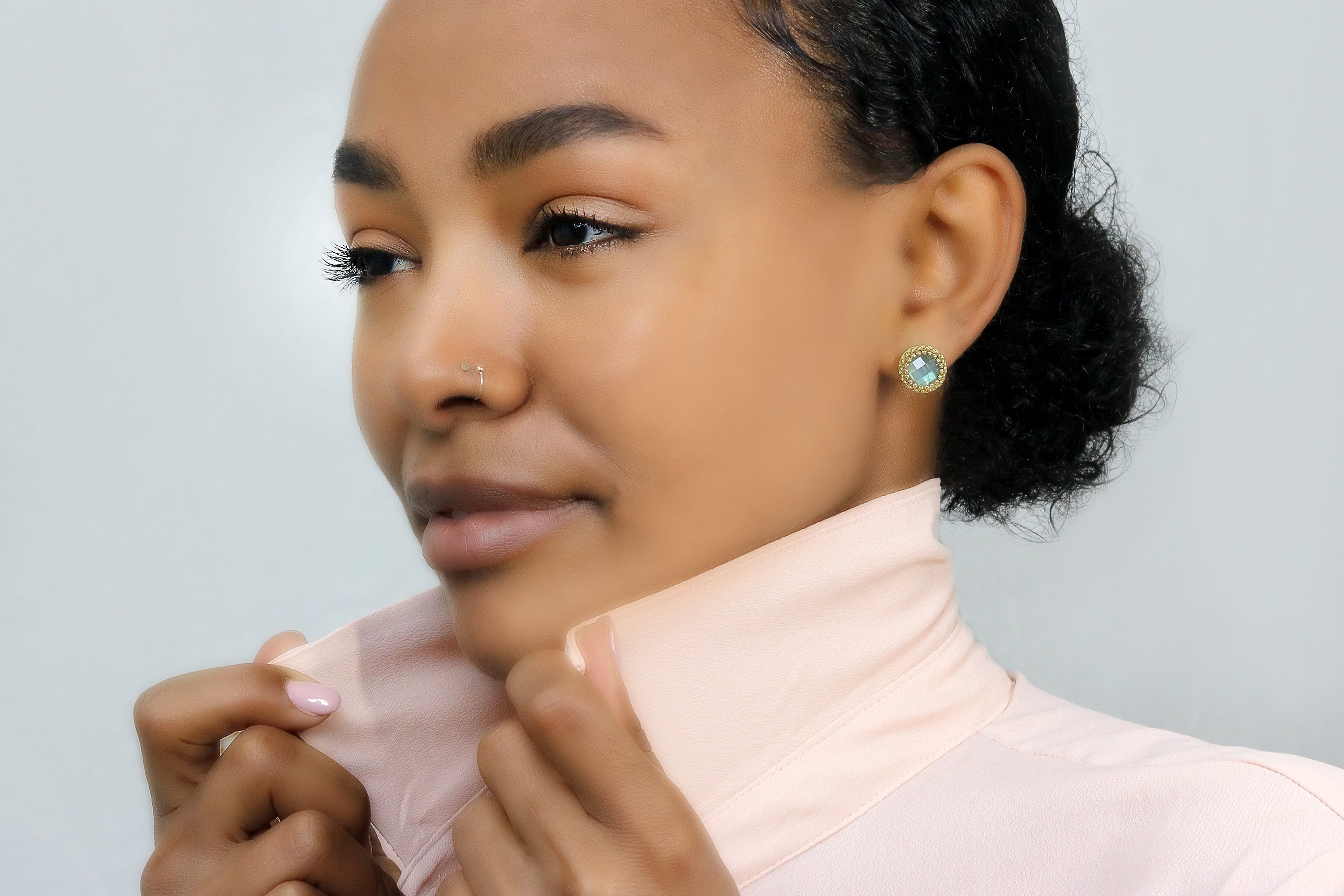 14k Gold Filled Round Labradorite Earrings Earrings Anemone Jewelry