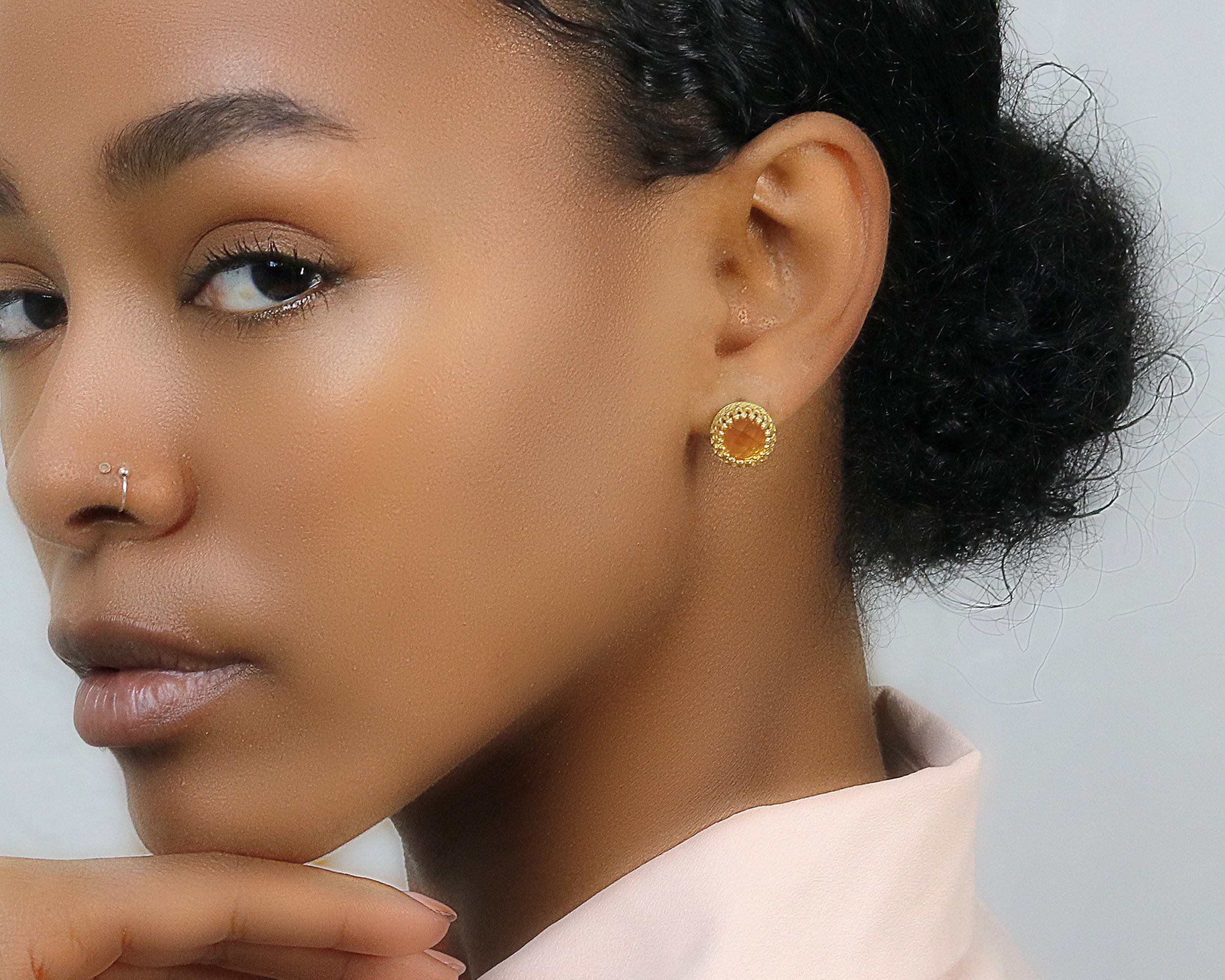 14K Rose Gold Statement Citrine Earrings Earrings Anemone Jewelry