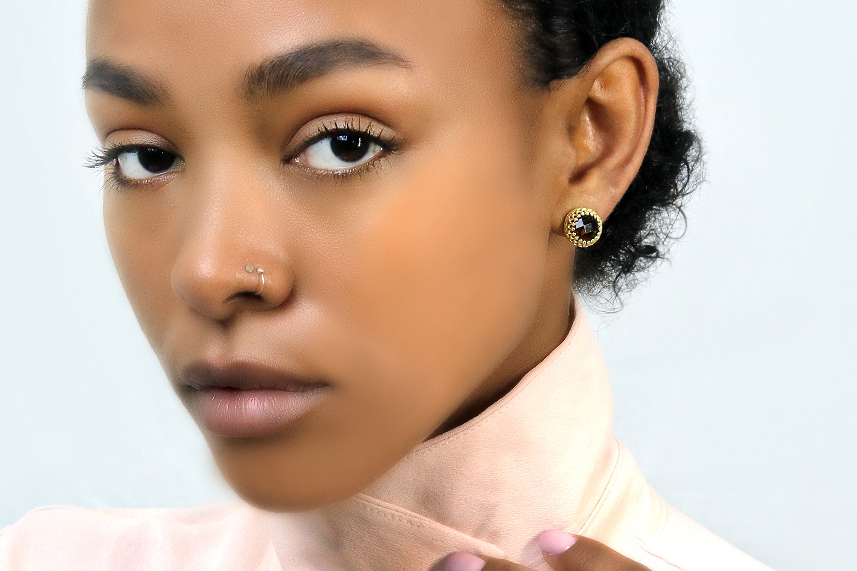 Gold and Sterling Silver Stud Earrings - Smoky Quartz Gemstone Earrings - Womens and Girls Jewelry Earrings Anemone Jewelry