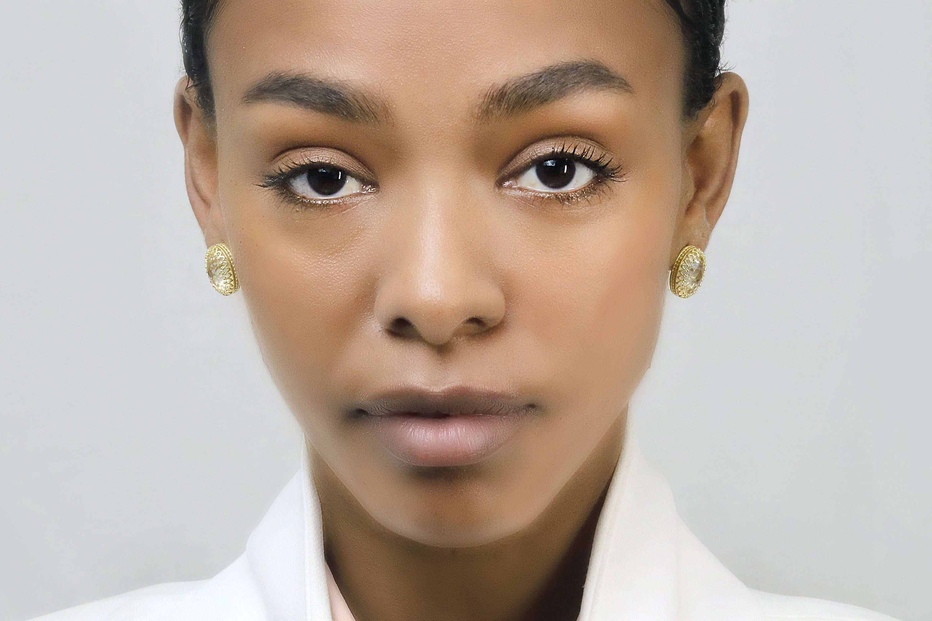 Crystal Quartz Earrings in Gold Earrings Anemone Jewelry