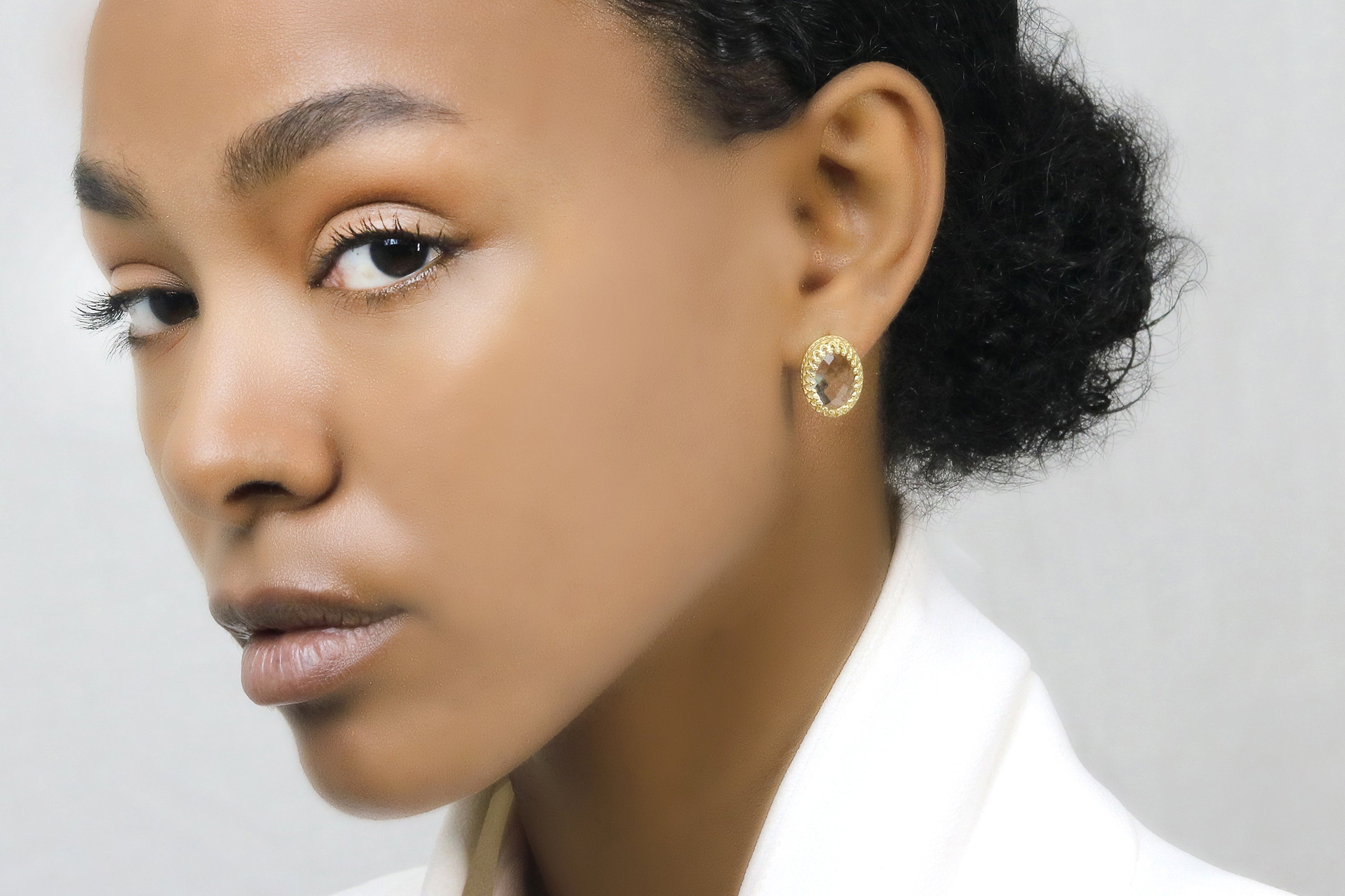 Crystal Quartz Earrings in Gold Earrings Anemone Jewelry